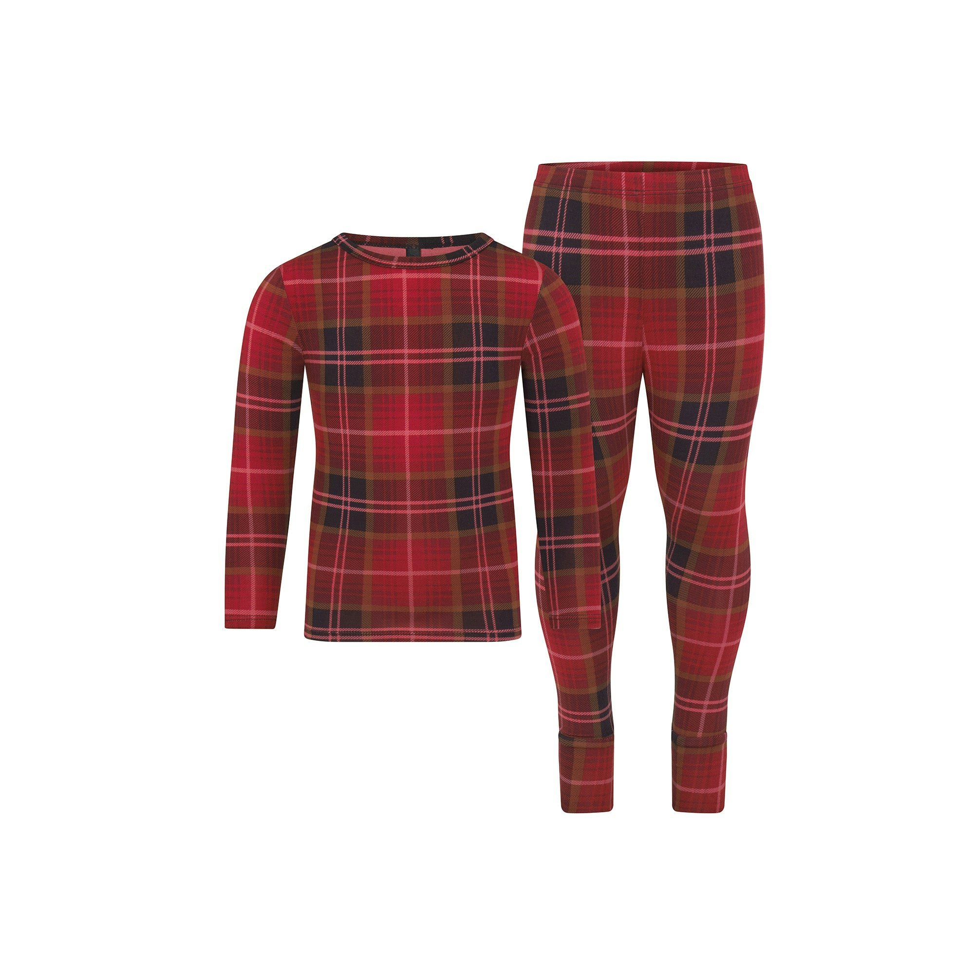 SKIMS SLEEP KIDS SLEEP SET | WASHED ONYX SKI PRINT (KIDS SETS) FLAT ON A WHITE BACKGROUND | FLT