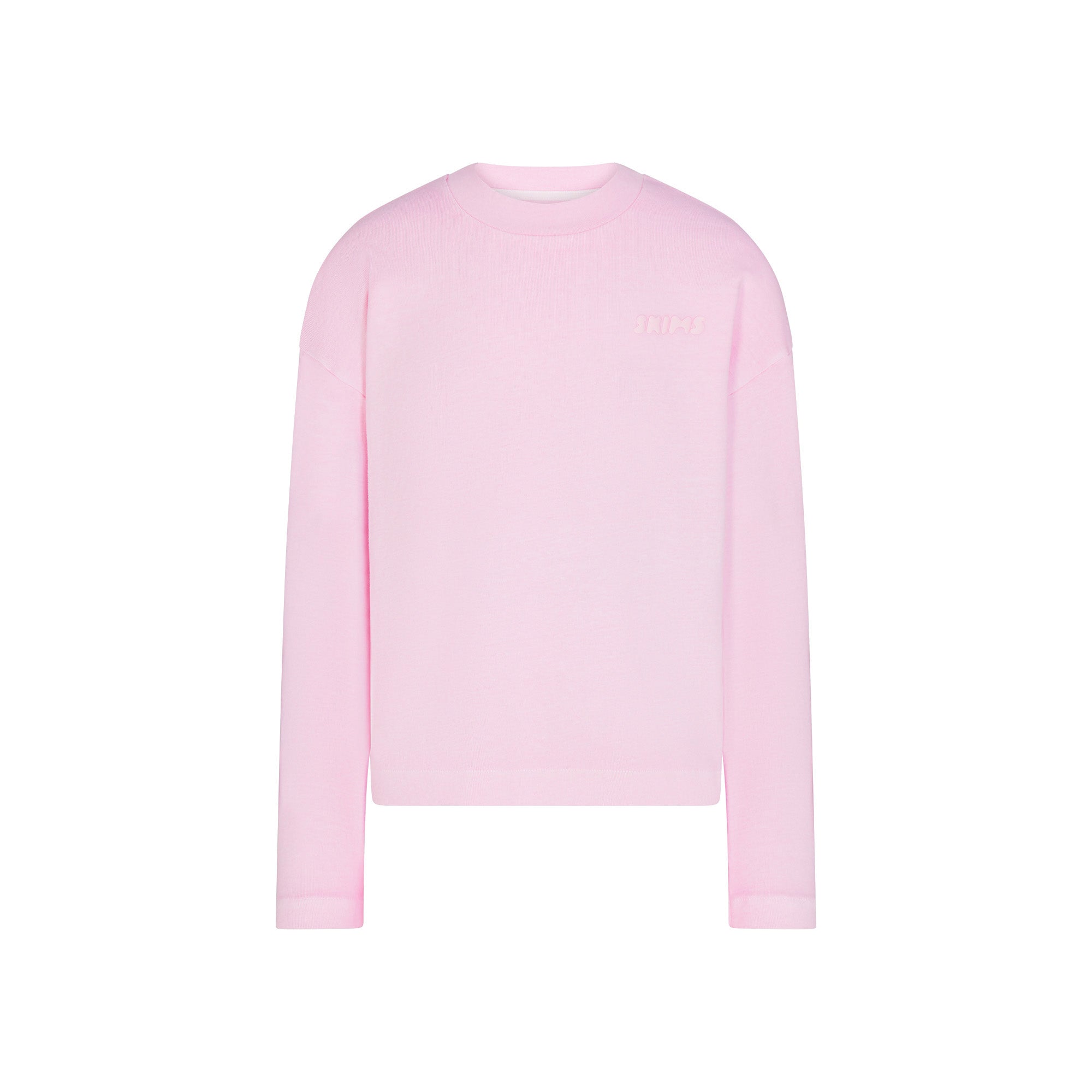 KIDS COTTON JERSEY LONG SLEEVE T-SHIRT | CHERRY BLOSSOM FLAT ON A WHITE BACKGROUND | FLT