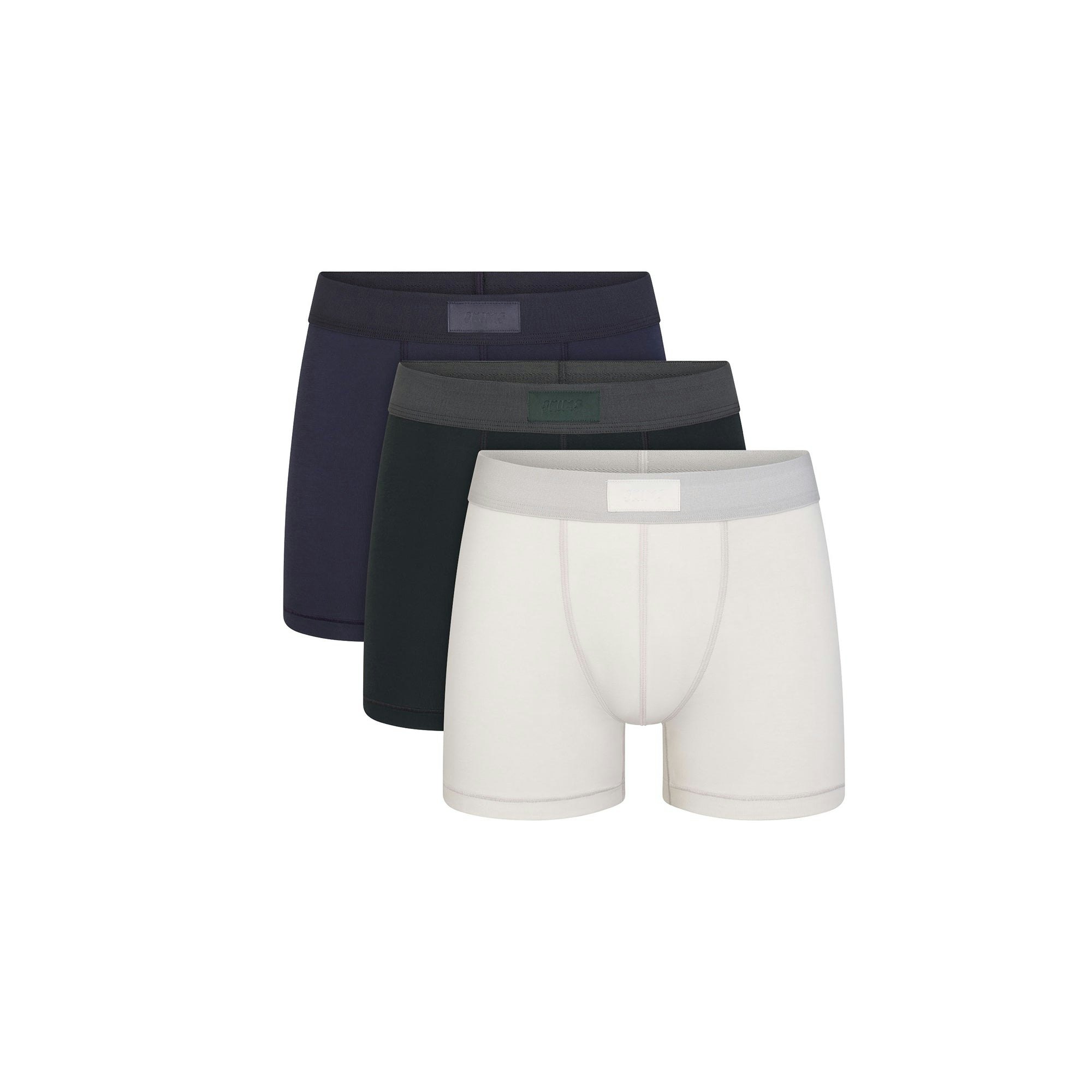 SKIMS COTTON MENS 3" BOXER BRIEF 3-PACK | BLUE BLACK MULTI FOCUS: 0.0, 1.0, 0.9