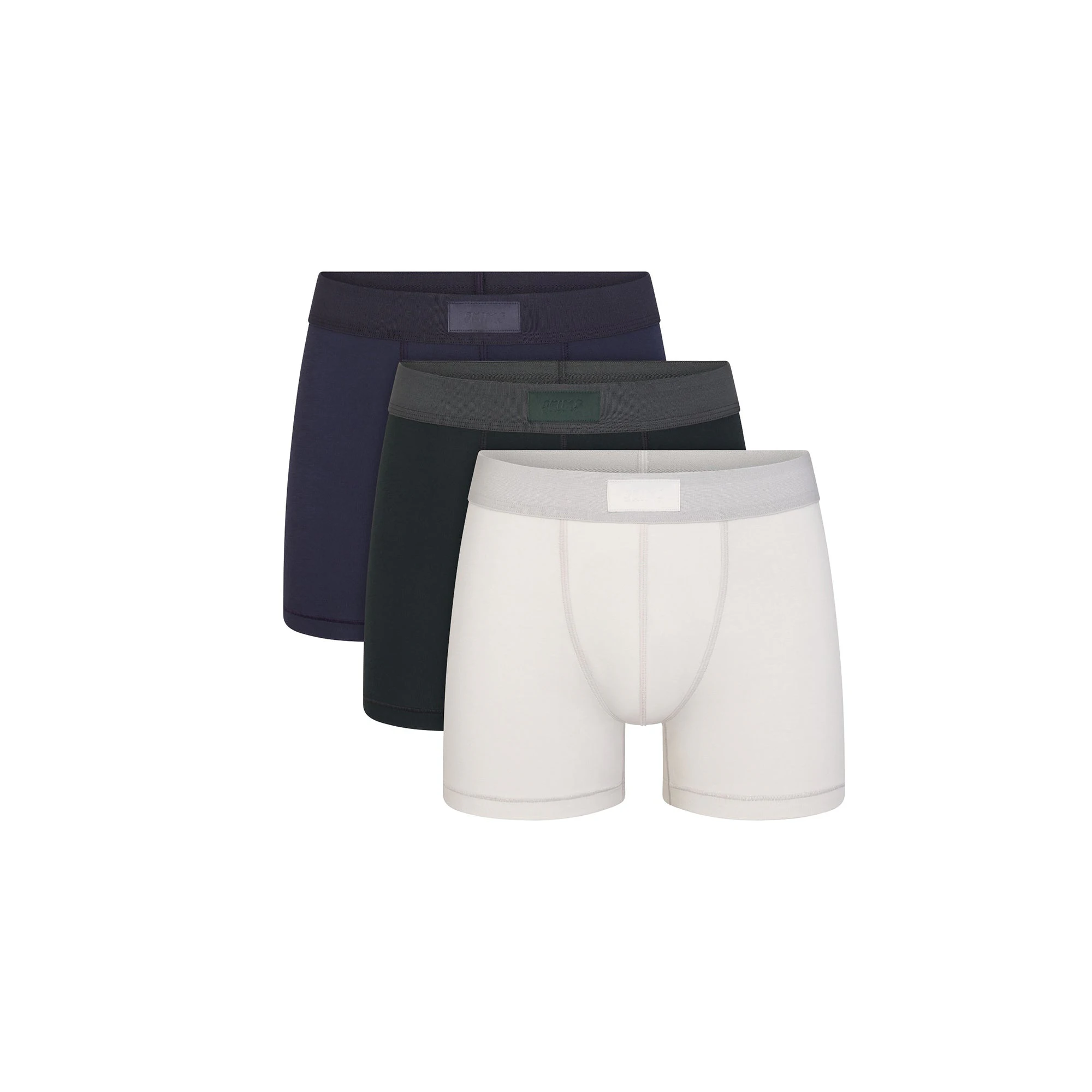 SKIMS COTTON MENS 3" BOXER BRIEF 3-PACK | BLUE BLACK MULTI FOCUS: 0.0, 1.0, 0.9