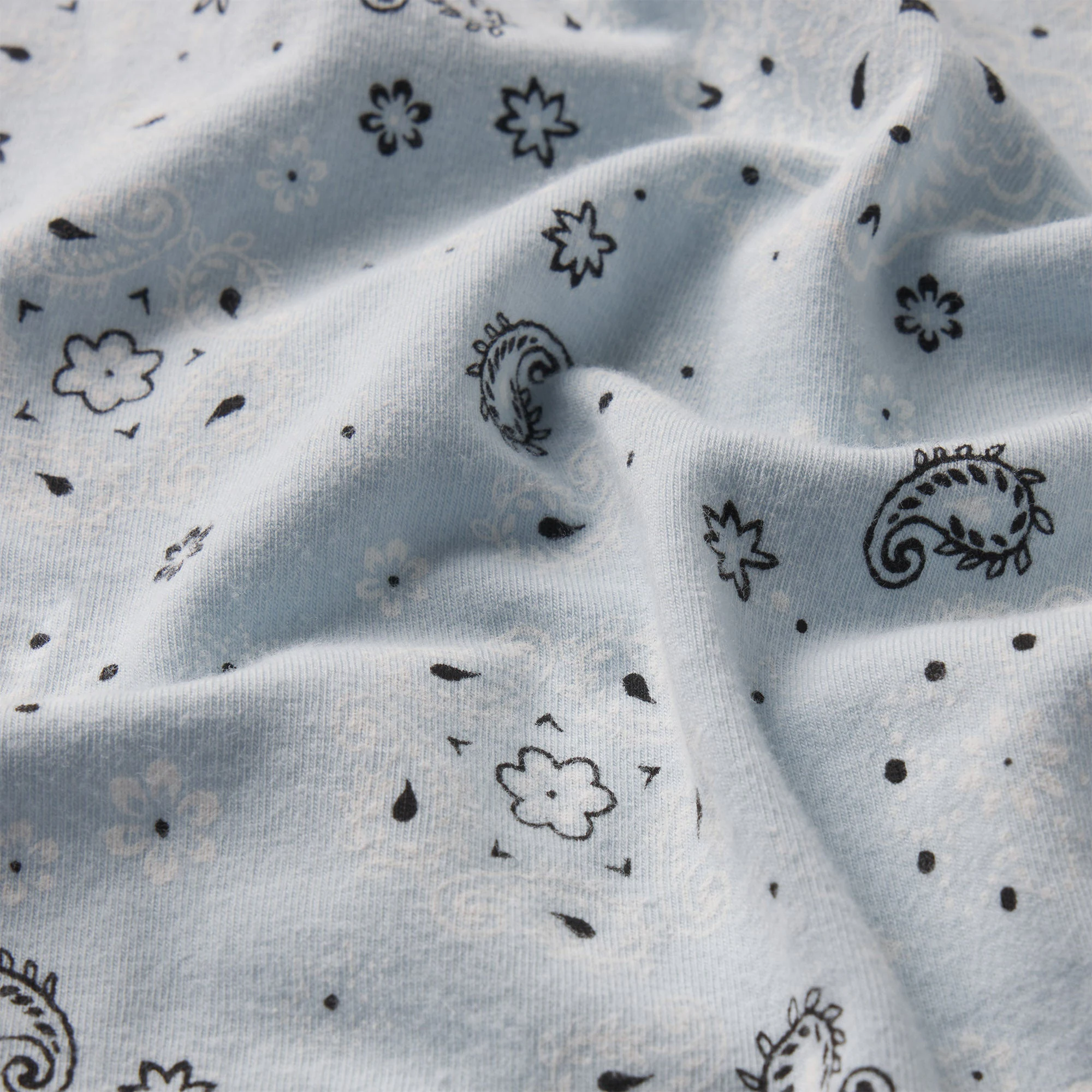 COTTON JERSEY LOOSE SHORT | POWDER BLUE BANDANA ADDITIONAL FABRIC DETAILS