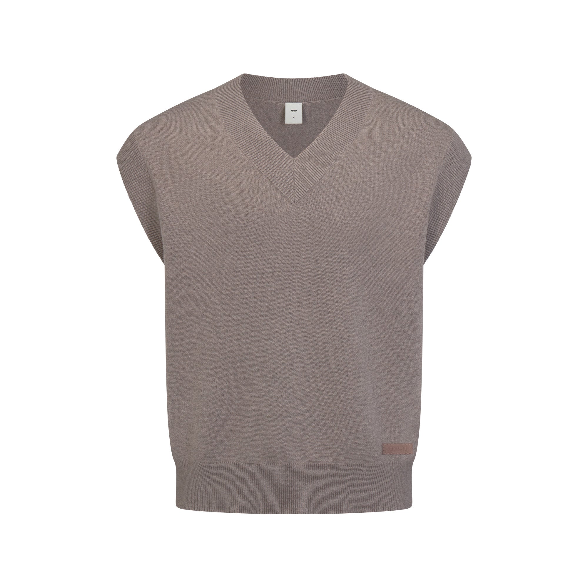 COTTON KNIT MENS SWEATER VEST | DESERT HEATHER GREY & LAYS FLAT ON A WHITE BACKGROUND | FLT