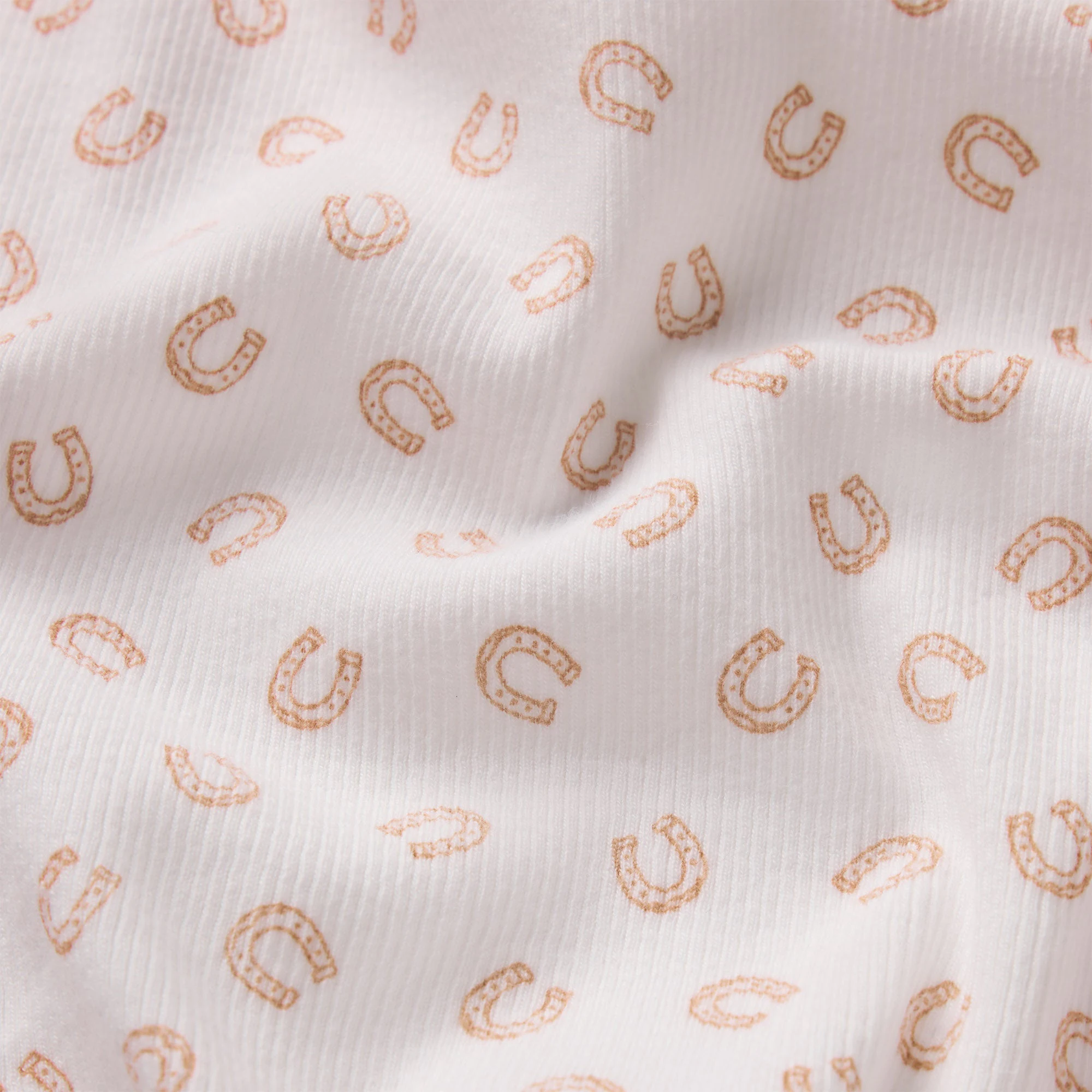 COTTON RIB T-SHIRT | OCHRE HORSESHOE PRINT ADDITIONAL FABRIC DETAILS