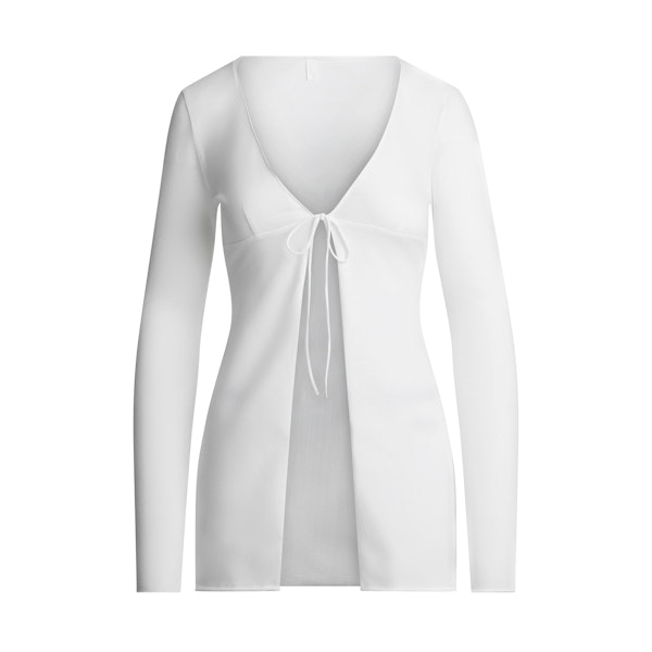 COTTON COVER UPS TIE FRONT TOP | SNOW FLAT ON A WHITE BACKGROUND | FLT