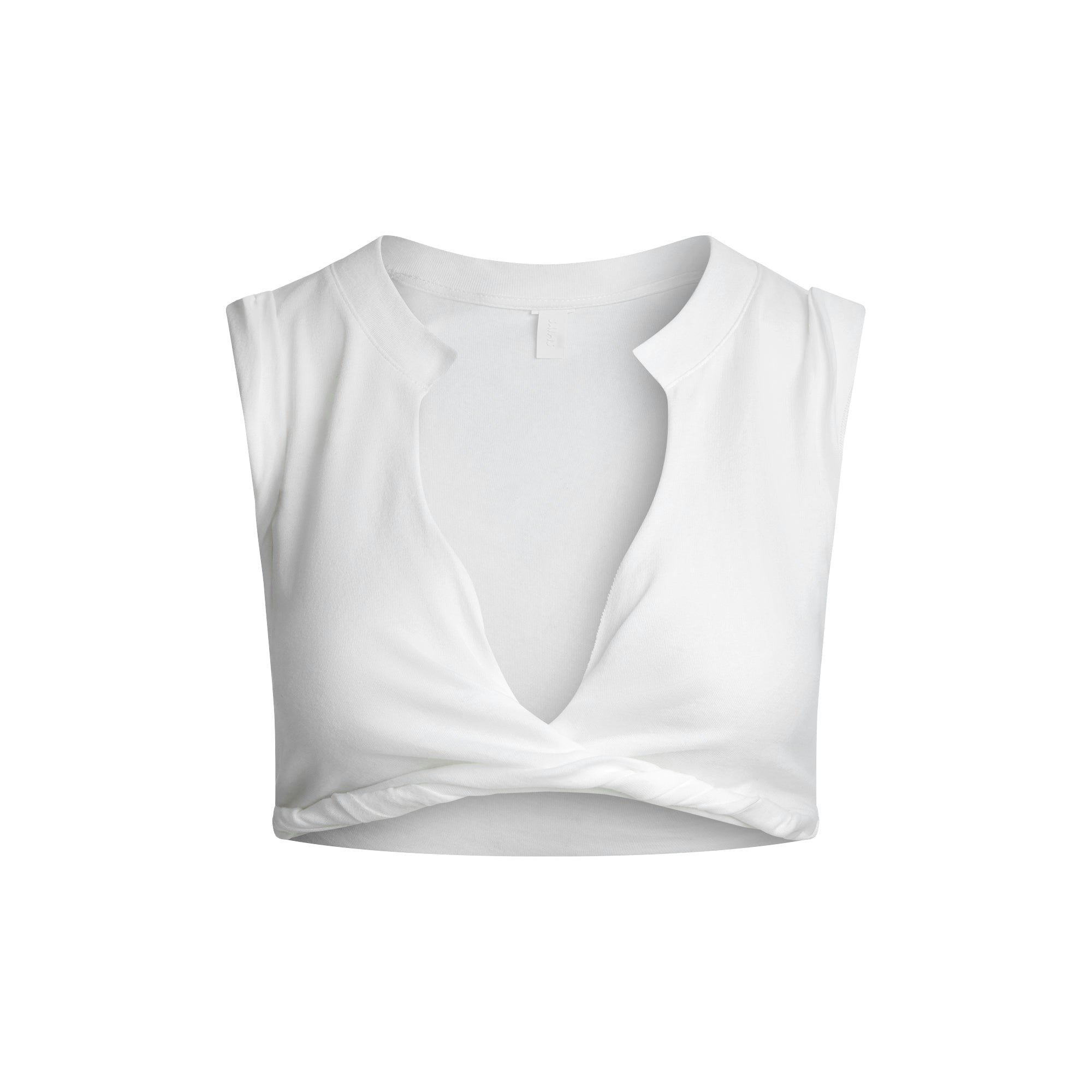 COTTON COVER UPS PLUNGE TWIST TOP | SNOW FLAT ON A WHITE BACKGROUND | FLT