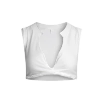 COTTON PLUNGE TWIST TOP