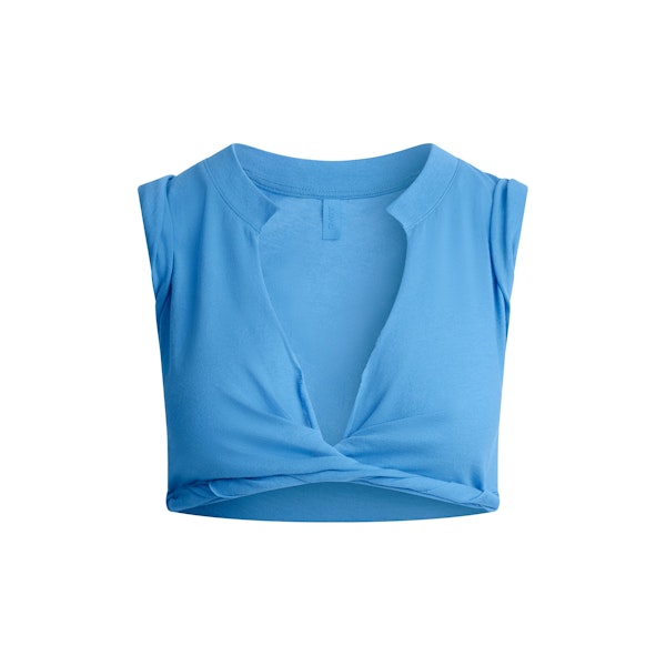 COTTON COVER UPS PLUNGE TWIST TOP | TIDE FLAT ON A WHITE BACKGROUND | FLT