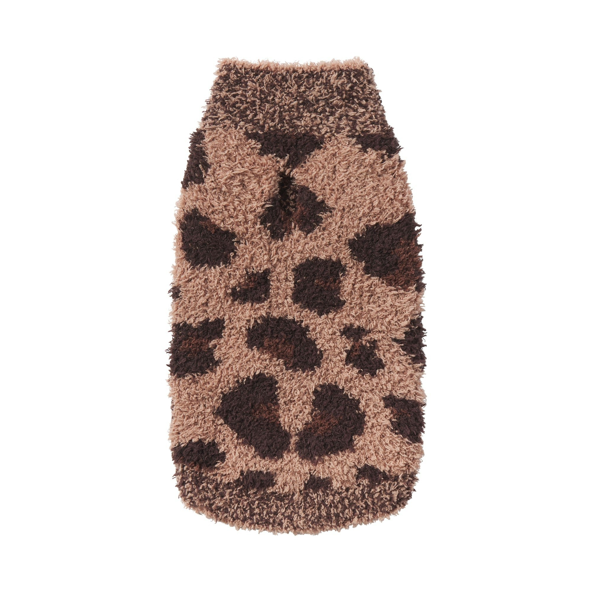 COZY KNIT PET SWEATER | SIENNA LEOPARD PRINT FLAT ON A WHITE BACKGROUND | FLT