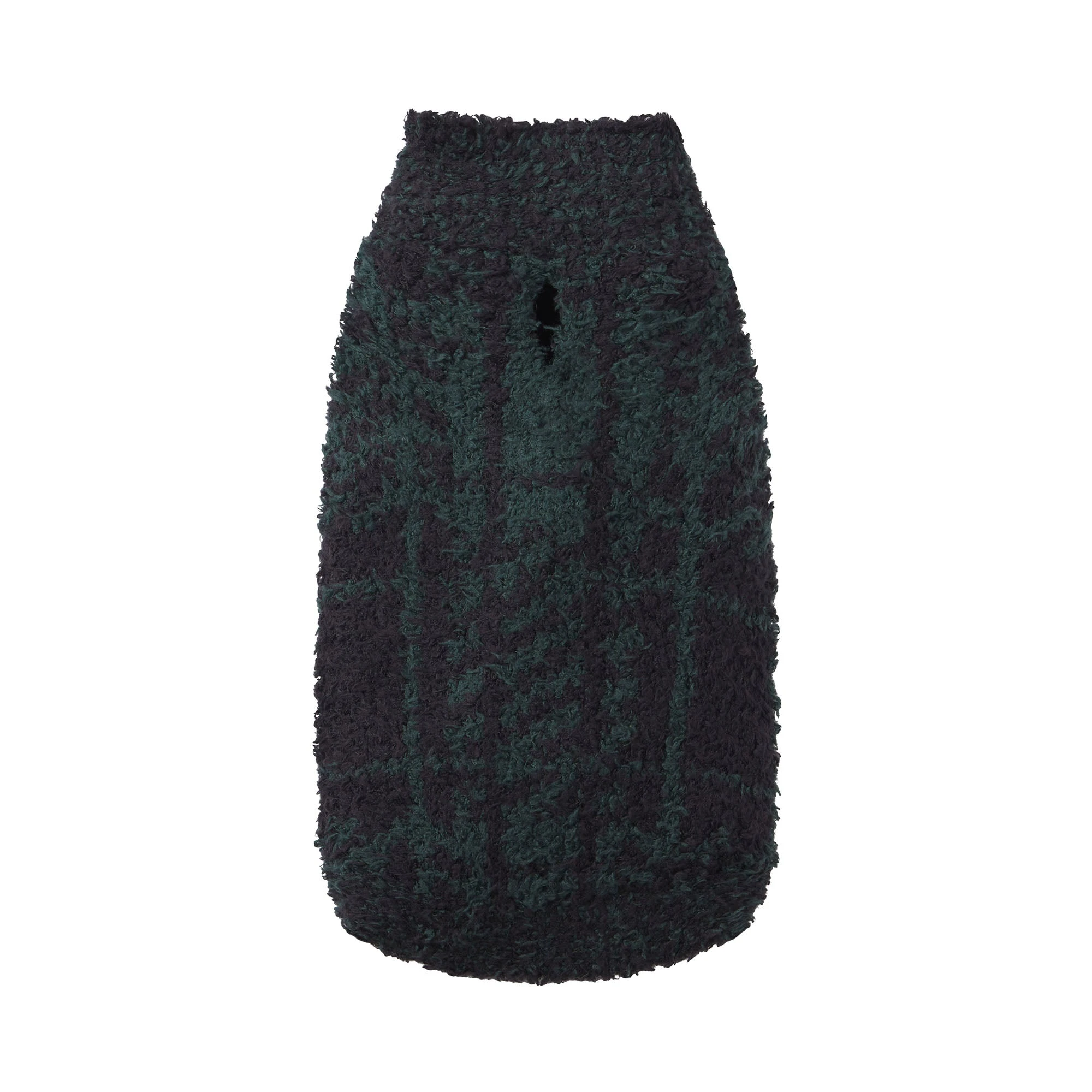 COZY KNIT PET SWEATER | CYPRESS PLAID ON A MODEL FRONT VIEW