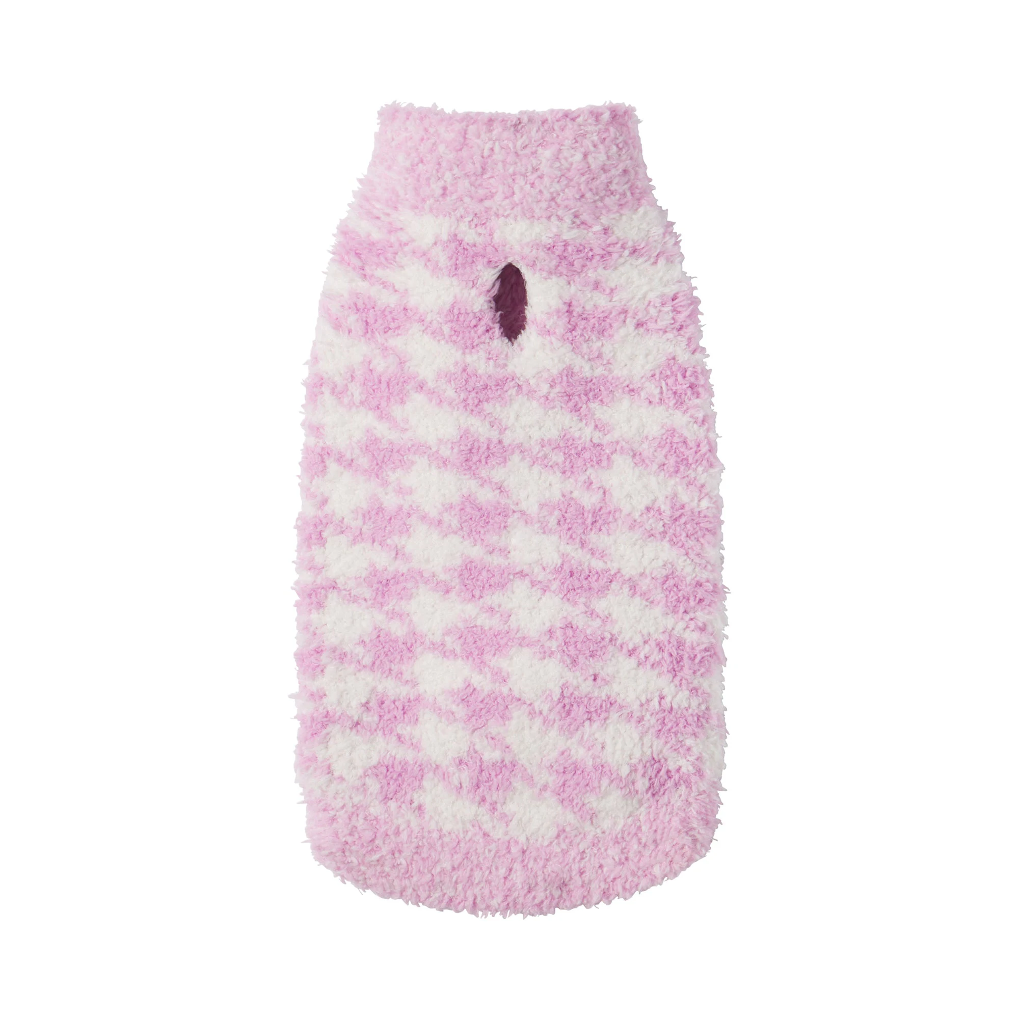 COZY KNIT PET SWEATER | COTTON CANDY HOUNDSTOOTH LAYS FLAT ON A WHITE BACKGROUND