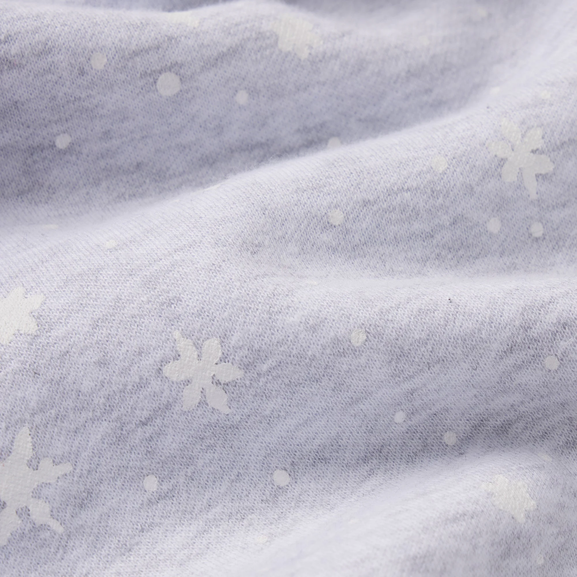 CACTUS PLANT FLEA MARKET X SKIMS COTTON FLEECE STRAIGHT LEG PANT | LIGHT HEATHER GREY SKIMS SNOW PRINT ADDITIONAL FABRIC DETAILS | about this fabric