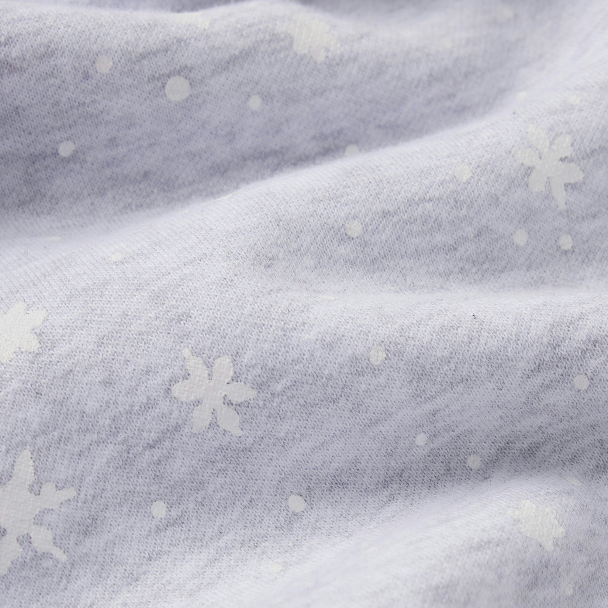 CACTUS PLANT FLEA MARKET X SKIMS COTTON FLEECE STRAIGHT LEG PANT | LIGHT HEATHER GREY SKIMS SNOW PRINT ADDITIONAL FABRIC DETAILS | about this fabric