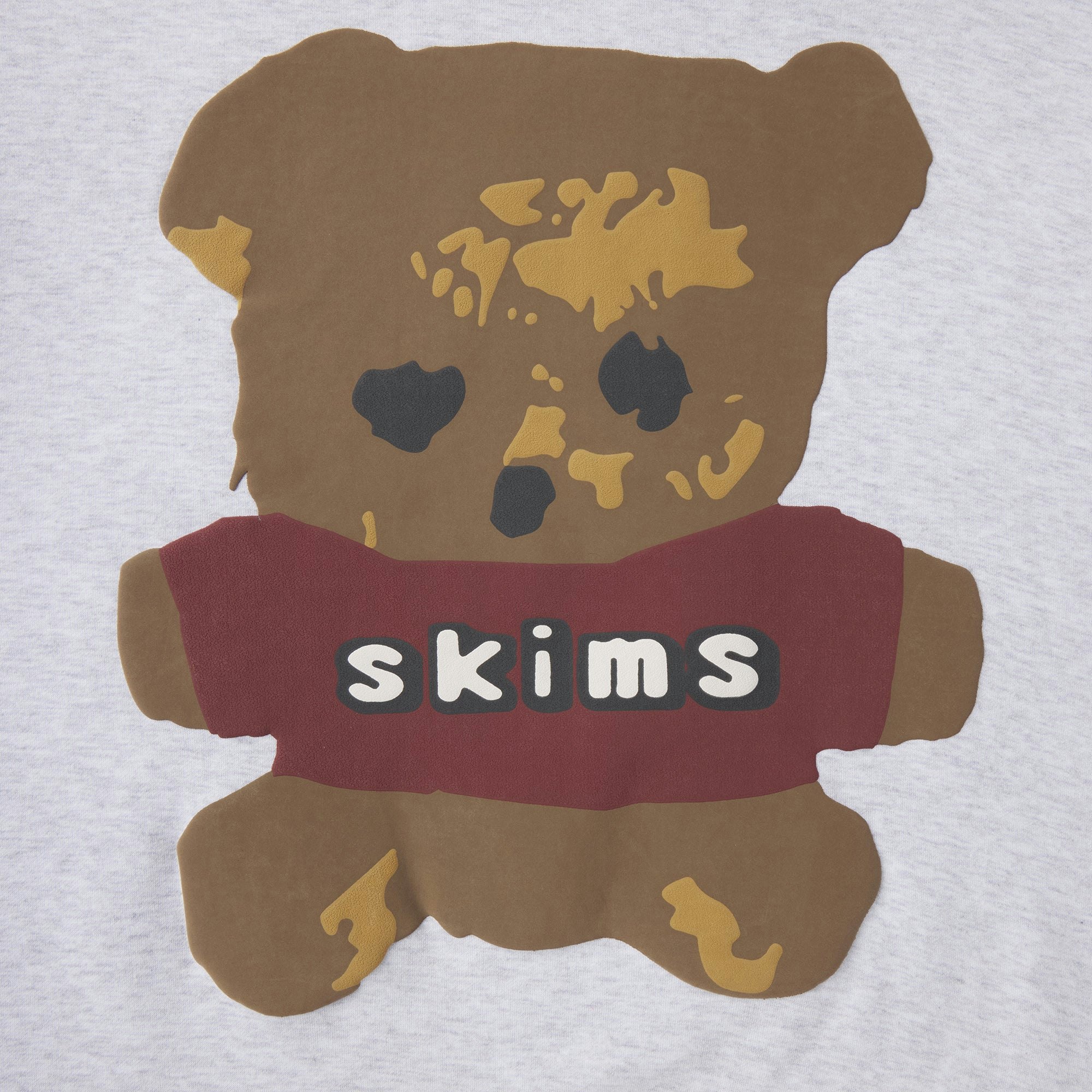 CACTUS PLANT FLEA MARKET X SKIMS COTTON FLEECE HOODIE | LIGHT HEATHER GREY TEDDY BEAR PRINT ADDITIONAL FABRIC DETAILS | about this fabric