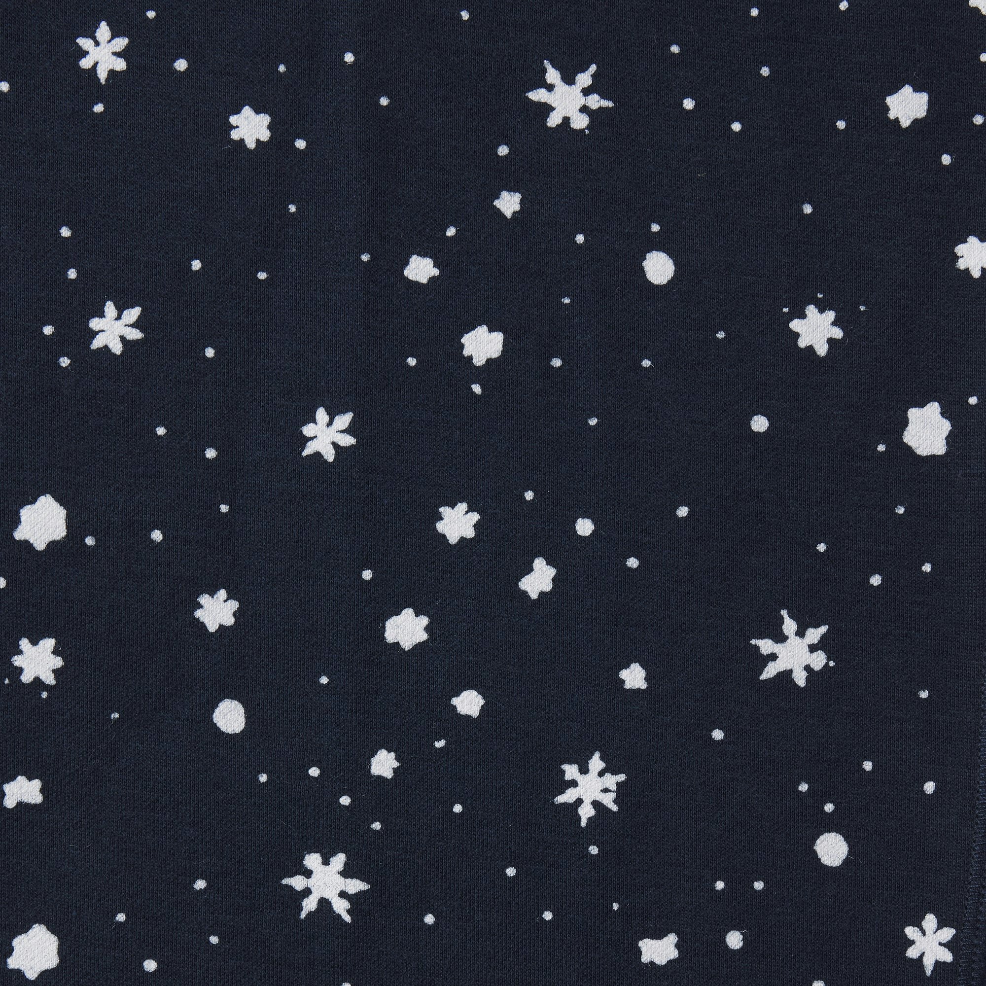 CACTUS PLANT FLEA MARKET X SKIMS COTTON FLEECE STRAIGHT LEG PANT | NAVY HO HO HO SNOW PRINT ADDITIONAL FABRIC DETAILS | about this fabric