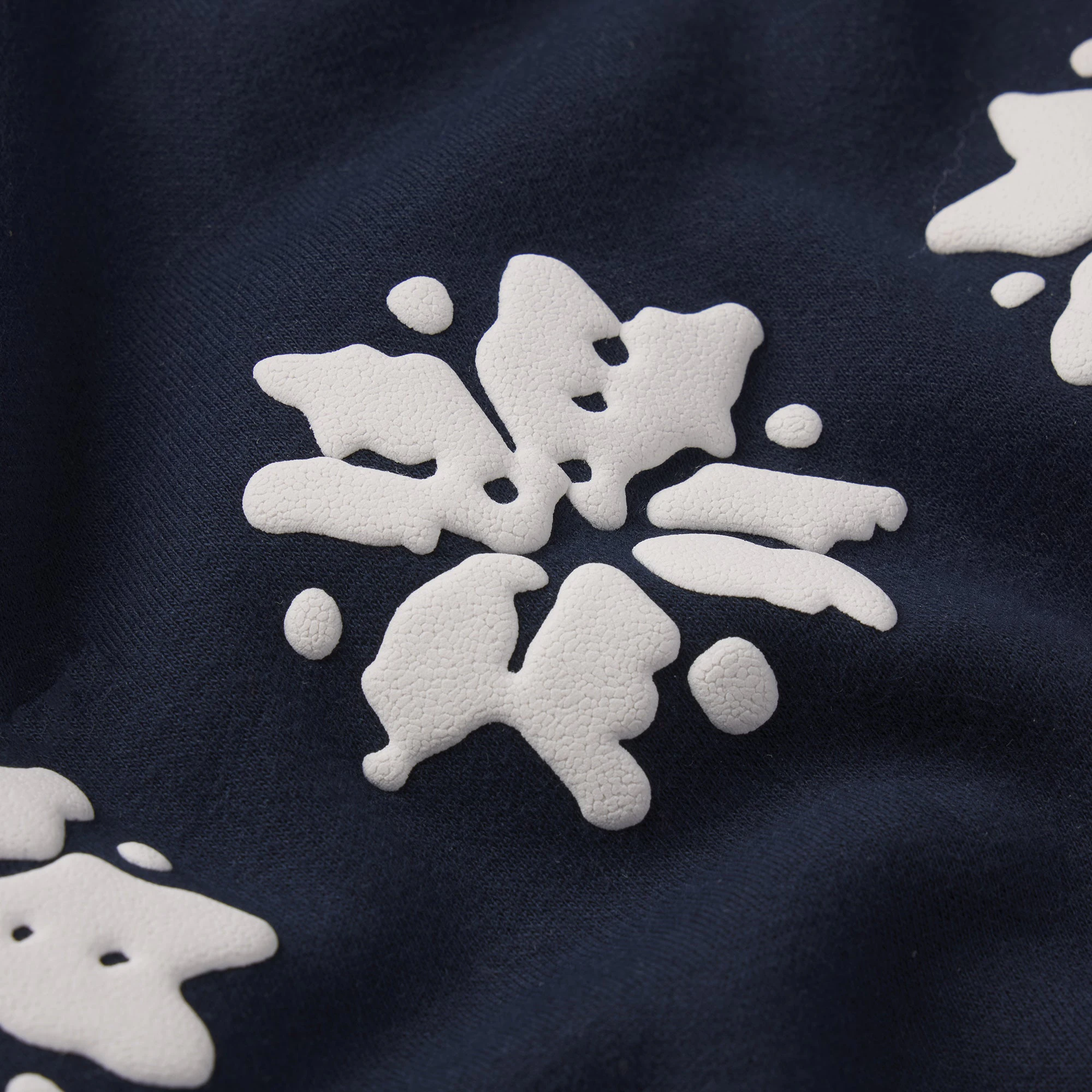 CACTUS PLANT FLEA MARKET X SKIMS COTTON FLEECE OVERSIZED QUARTER ZIP | NAVY SKI CLUB PRINT ADDITIONAL FABRIC DETAILS | about this fabric