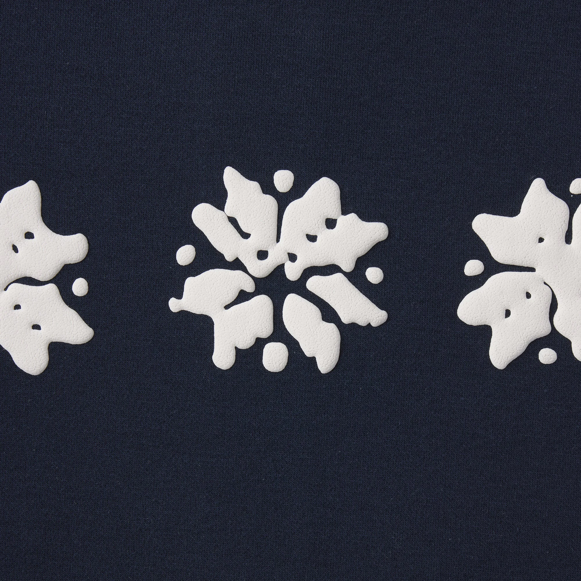 CACTUS PLANT FLEA MARKET X SKIMS COTTON FLEECE OVERSIZED QUARTER ZIP | NAVY SKI CLUB PRINT ADDITIONAL FABRIC DETAILS | about this fabric