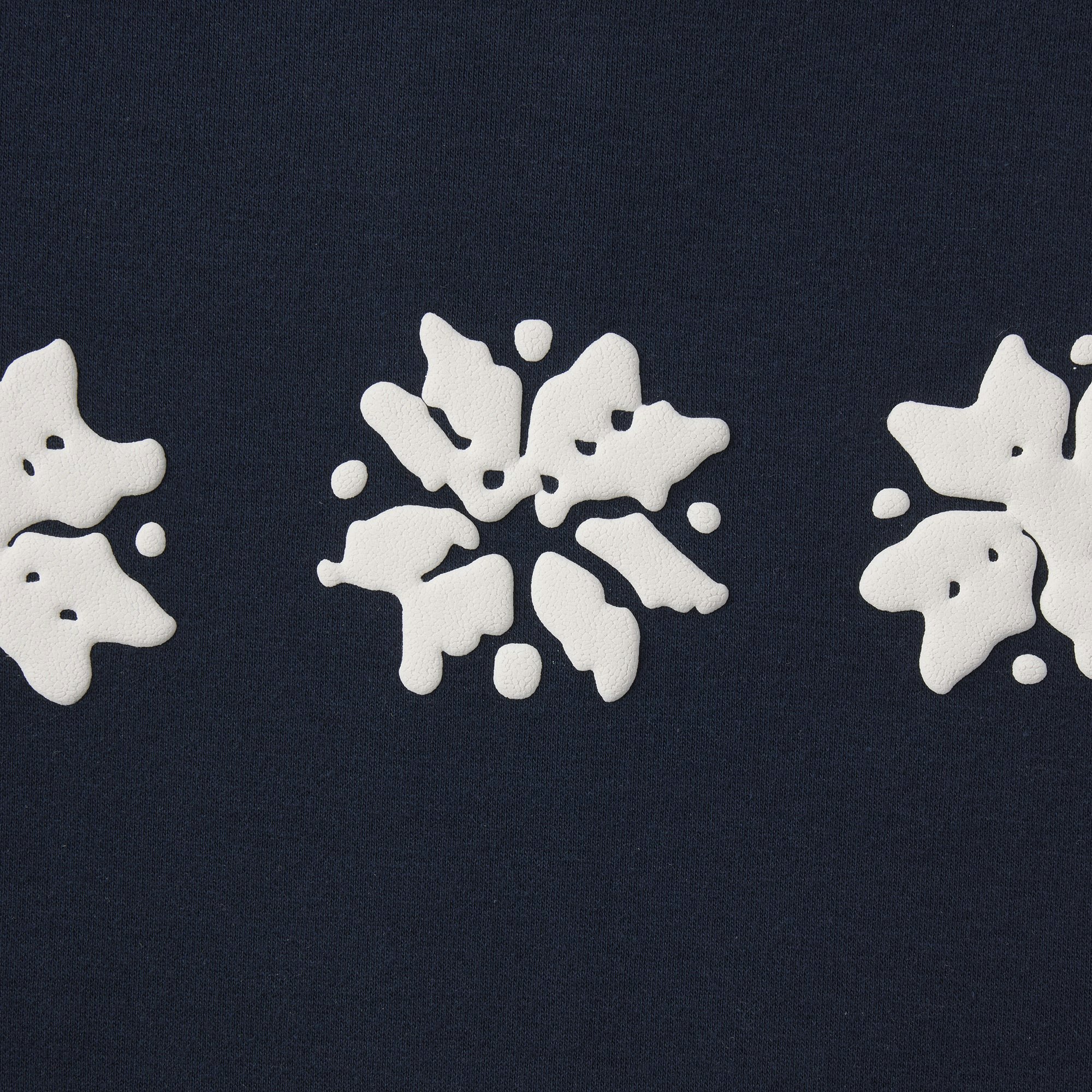 CACTUS PLANT FLEA MARKET X SKIMS COTTON FLEECE OVERSIZED QUARTER ZIP | NAVY SKI CLUB PRINT ADDITIONAL FABRIC DETAILS | about this fabric