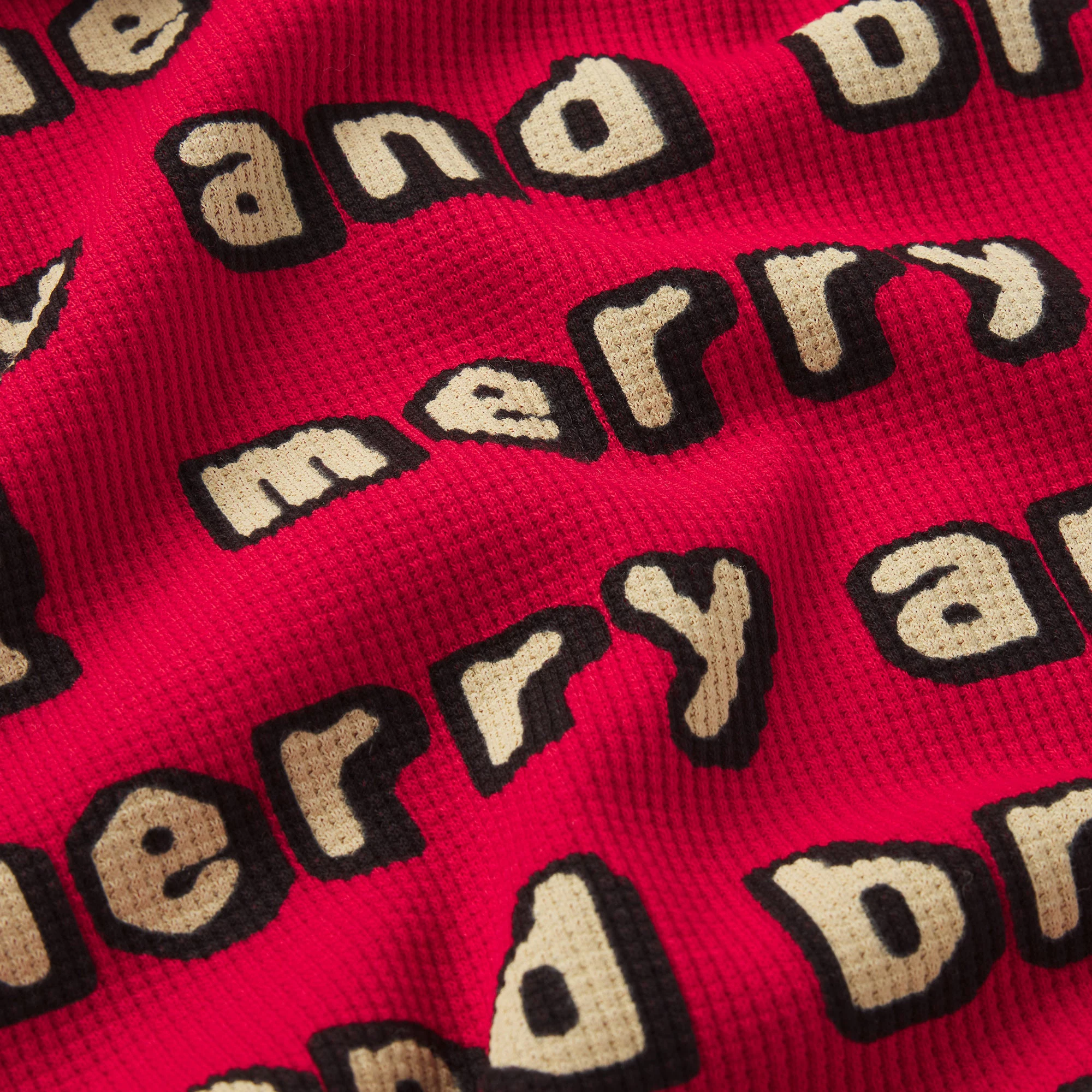 CACTUS PLANT FLEA MARKET X SKIMS HEAVY POINTELLE AND WAFFLE SLEEP SET| STONE JINGLE BELLS PRINT ADDITIONAL FABRIC DETAILS