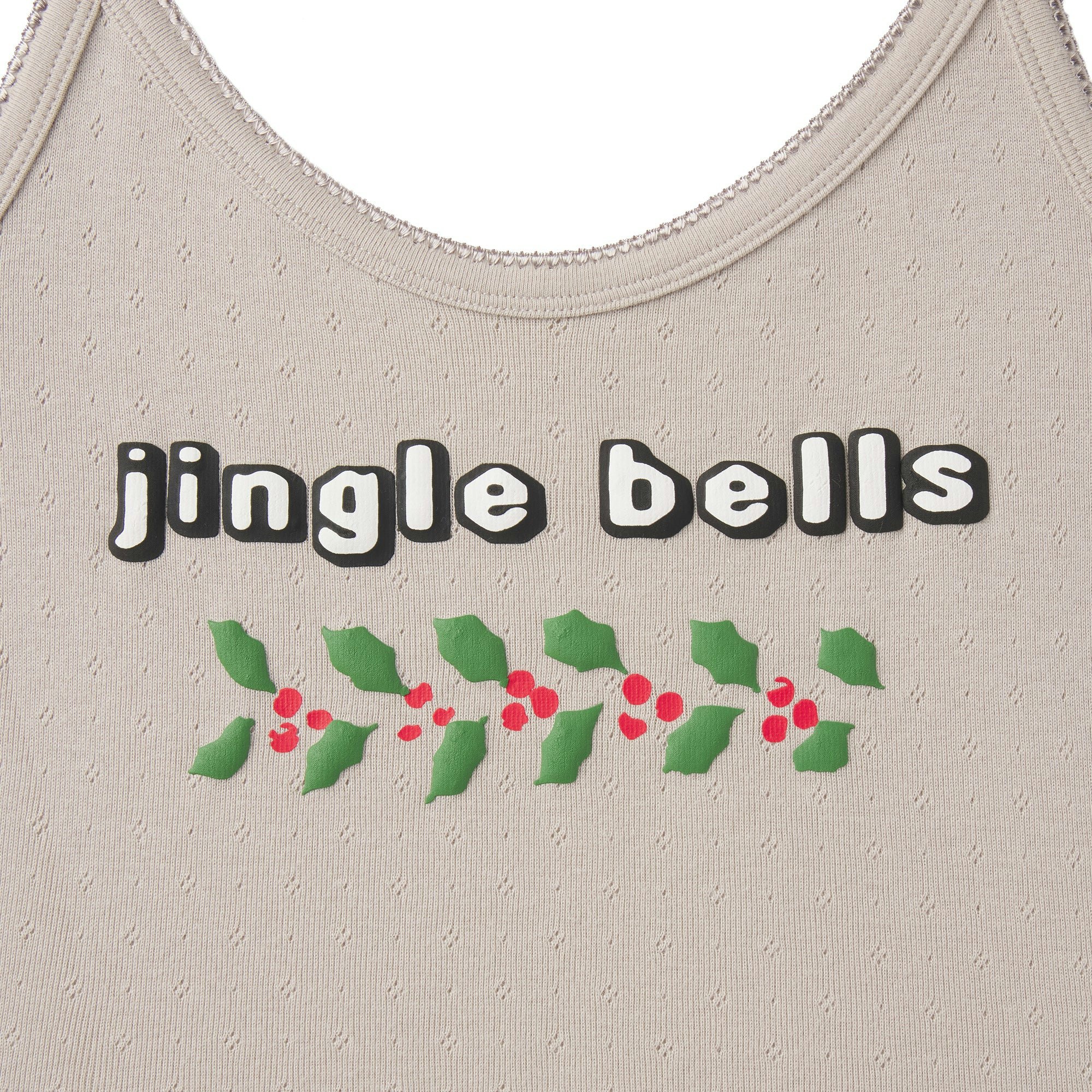 CACTUS PLANT FLEA MARKET X SKIMS HEAVY POINTELLE AND WAFFLE SLEEP SET| STONE JINGLE BELLS PRINT ADDITIONAL FABRIC DETAILS