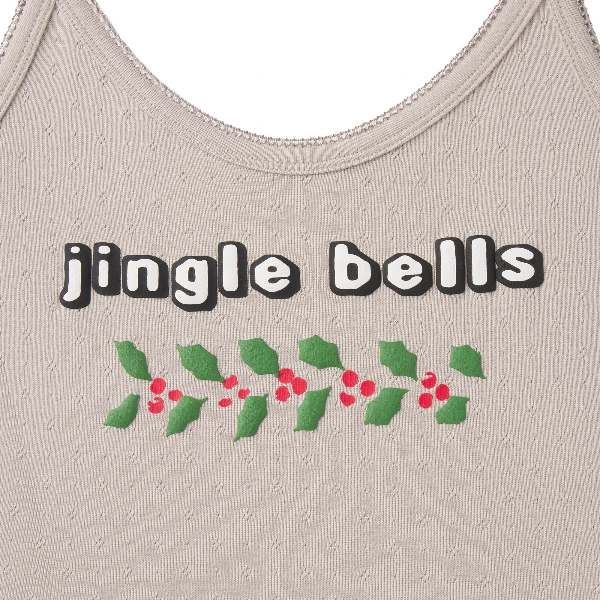 CACTUS PLANT FLEA MARKET X SKIMS HEAVY POINTELLE AND WAFFLE SLEEP SET| STONE JINGLE BELLS PRINT ADDITIONAL FABRIC DETAILS