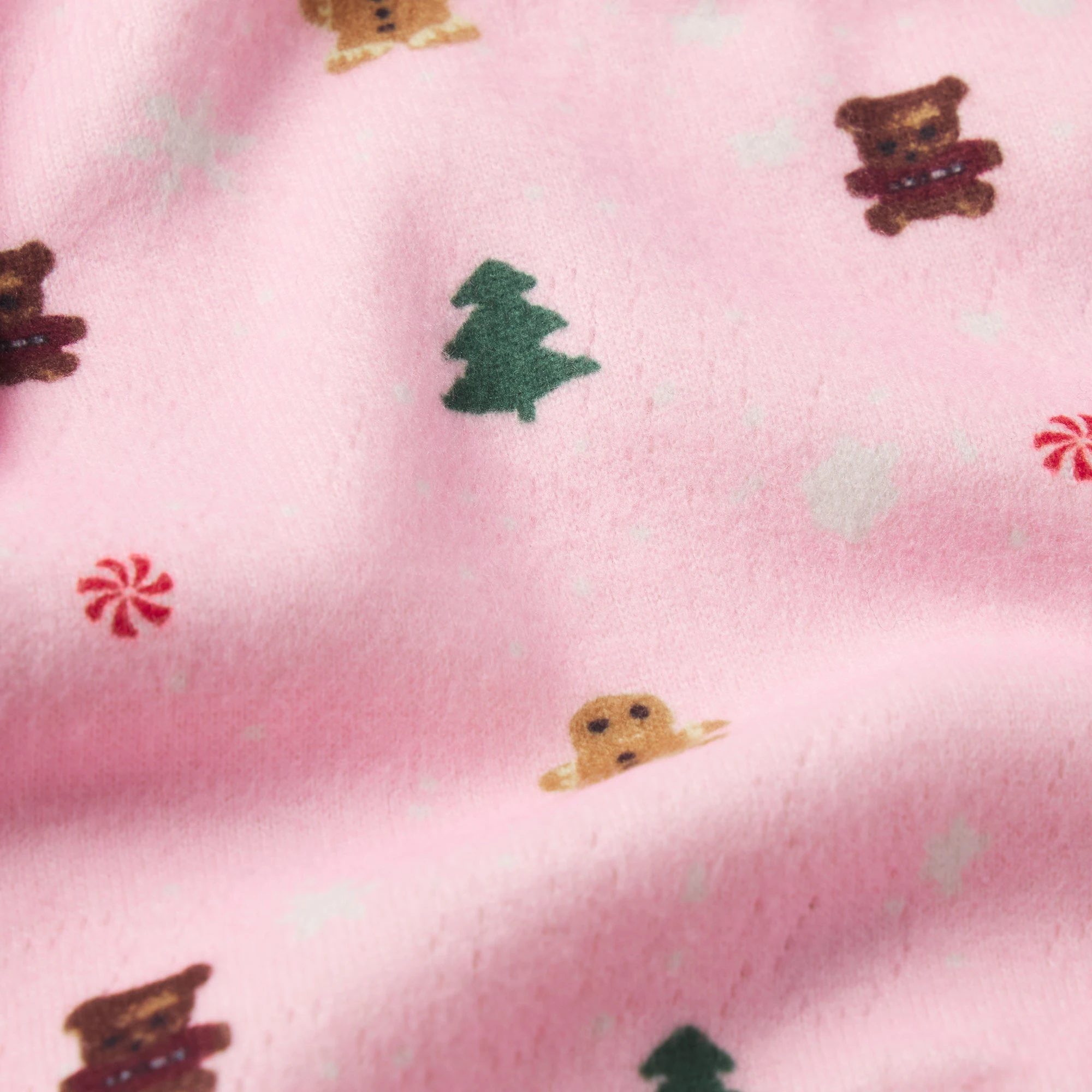 CACTUS PLANT FLEA MARKET X SKIMS PLUSH POINTELLE KIDS LONG SLEEVE SET | CHERRY BLOSSOM SNOW PRINT ADDITIONAL FABRIC DETAILS