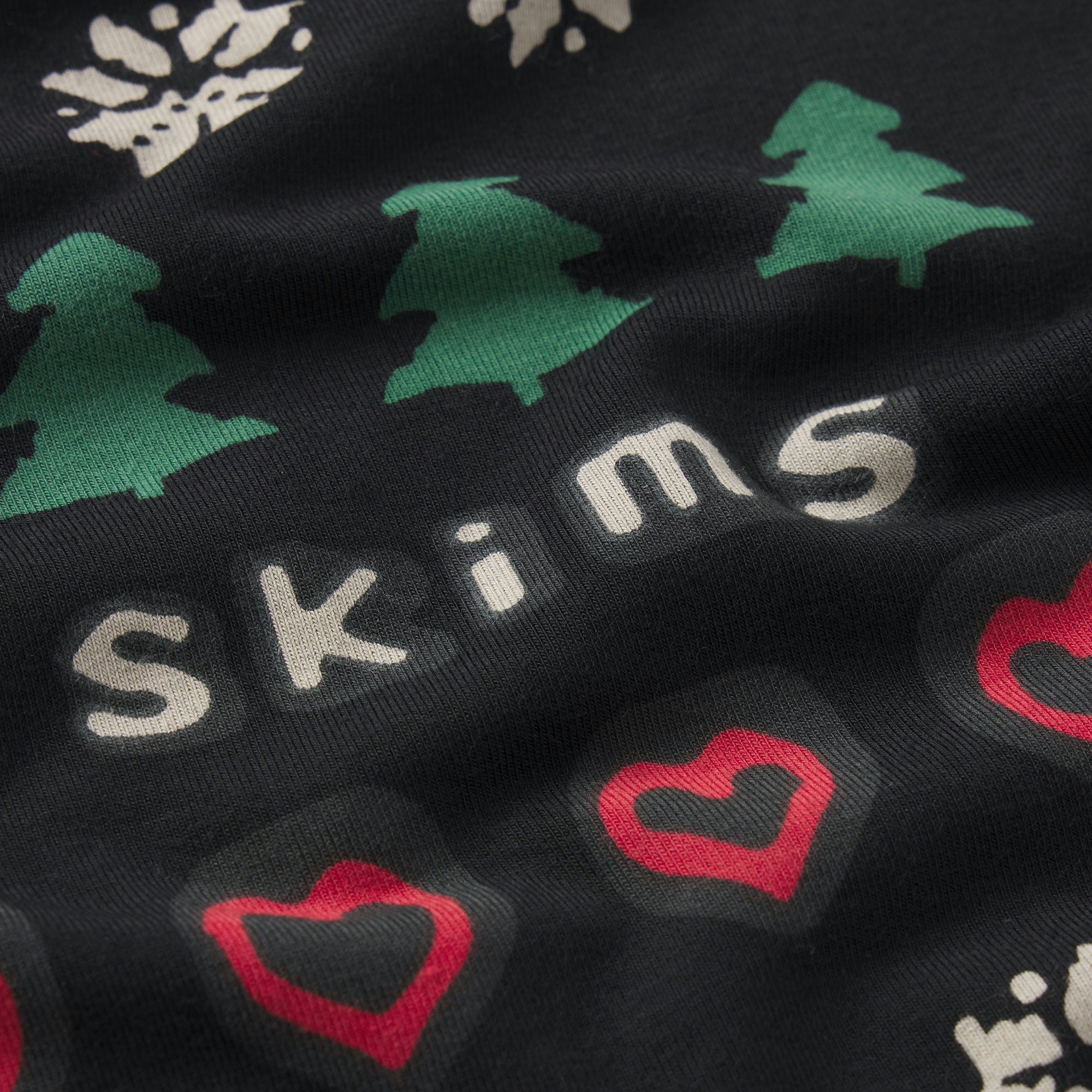 CACTUS PLANT FLEA MARKET X SKIMS SKIMS SLEEP LONG SLEEVE BUTTON UP SET | ONYX PINE FAIR ISLE ADDITIONAL FABRIC DETAILS