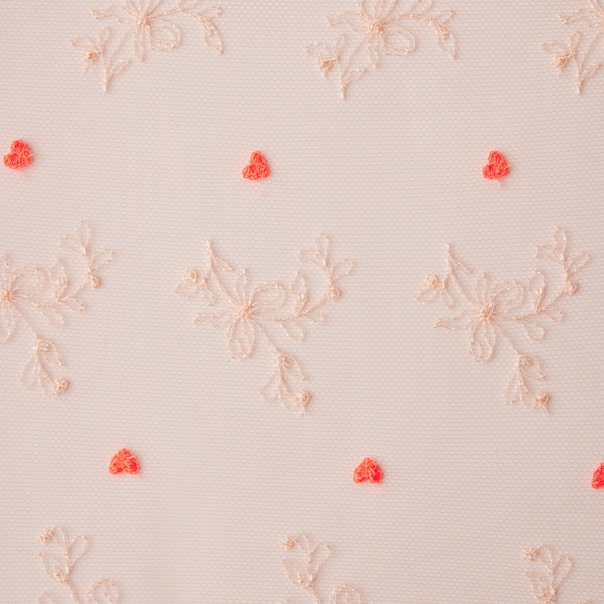 EMBROIDERED TULLE MINI SLIP DRESS AND TANGA SET | GUAVA HEART TULLE ADDITIONAL FABRIC DETAILS