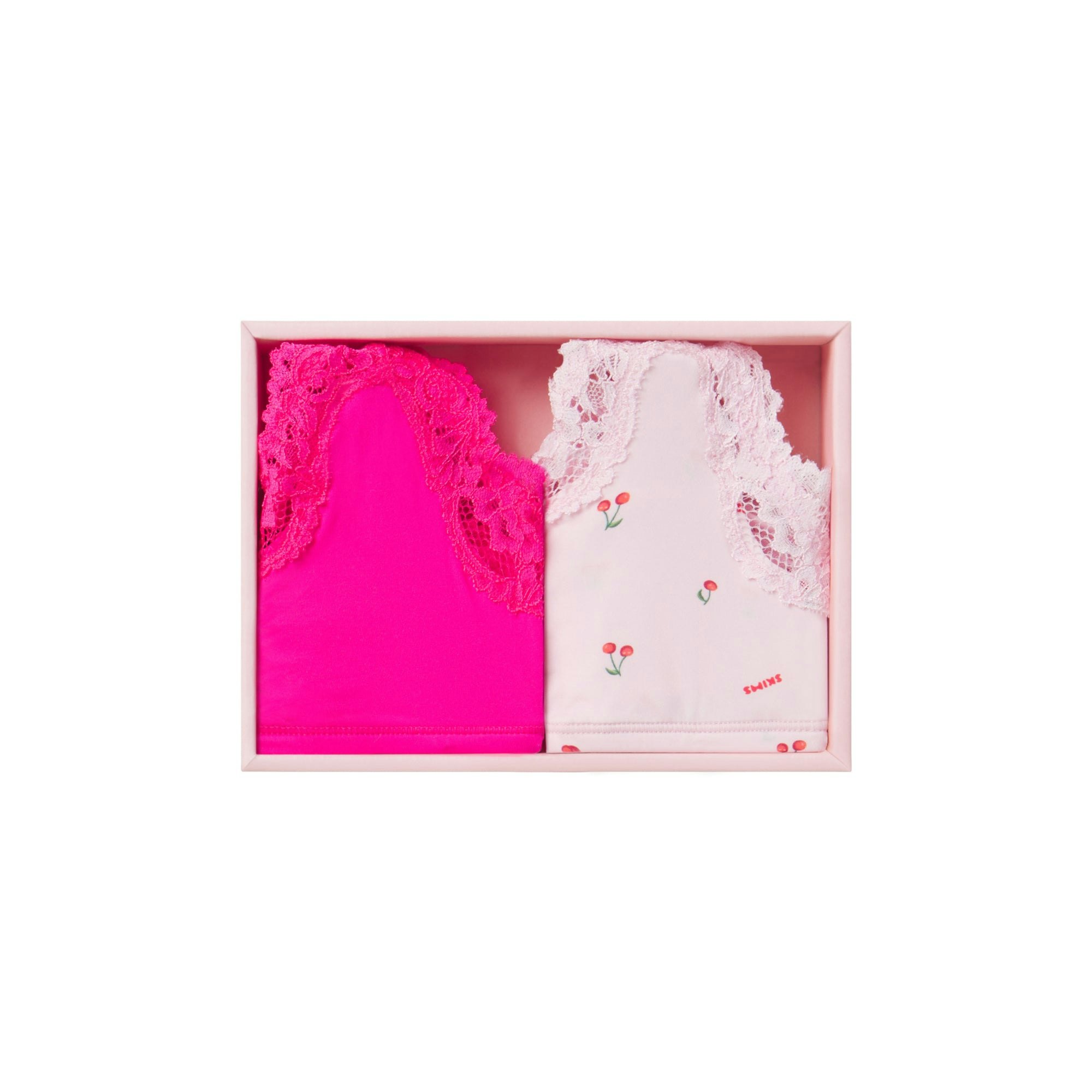 FITS EVERYBODY LACE SCOOP BRALETTE 2-PACK | FLAMINGO AND CHERRY PRINT ADDITIONAL FABRIC DETAILS | about this fabric