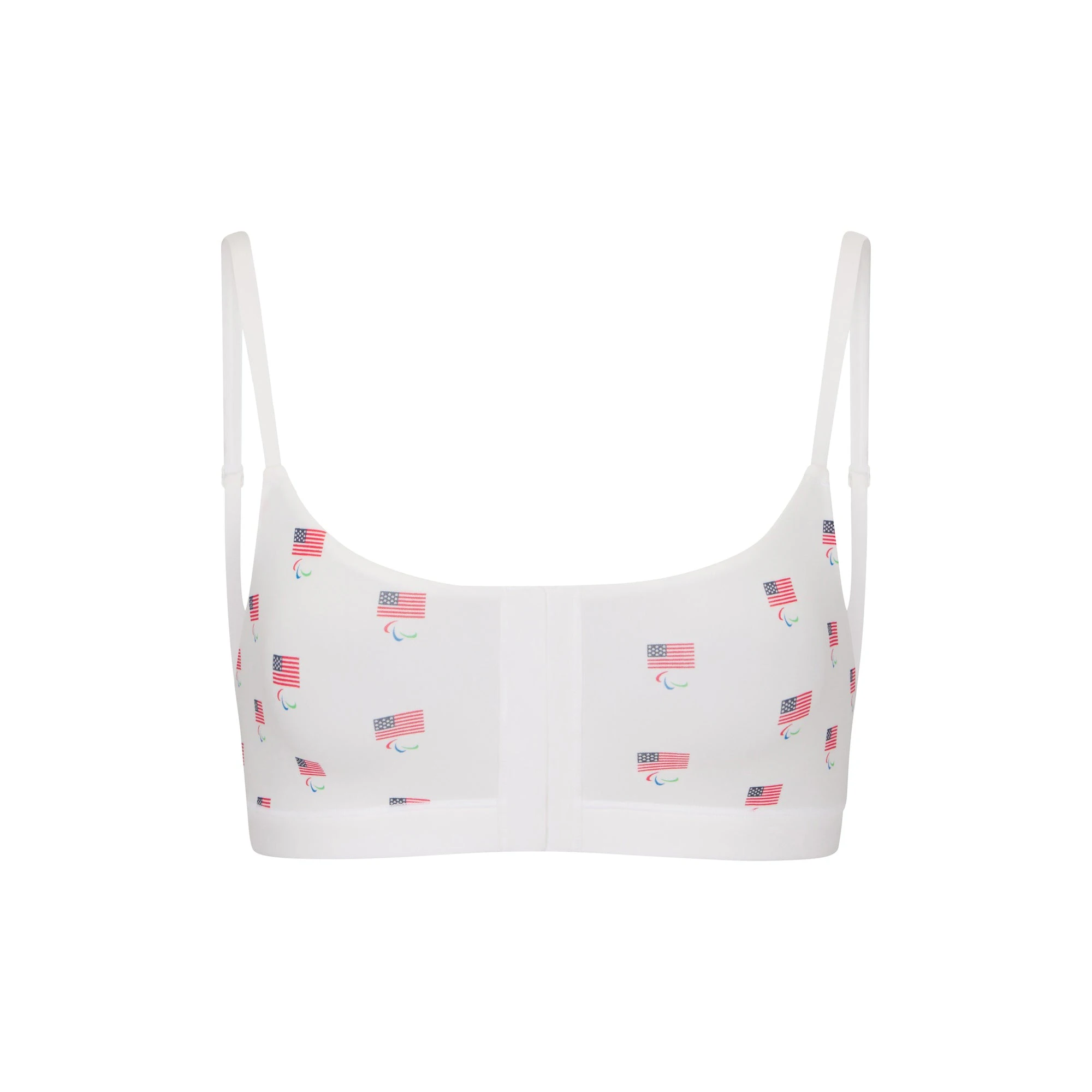 SKIMS FOR TEAM USA FITS EVERYBODY ADAPTIVE  PARALYMPIC SCOOP BRALETTE | WHITE (SCOOP BRALETTES, BRALETTES) FLAT ON A WHITE BACKGROUND | FLT