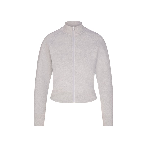 X-FLEECE LOUNGE TRACK JACKET | LIGHT HEATHER GREY FLAT ON A WHITE BACKGROUND