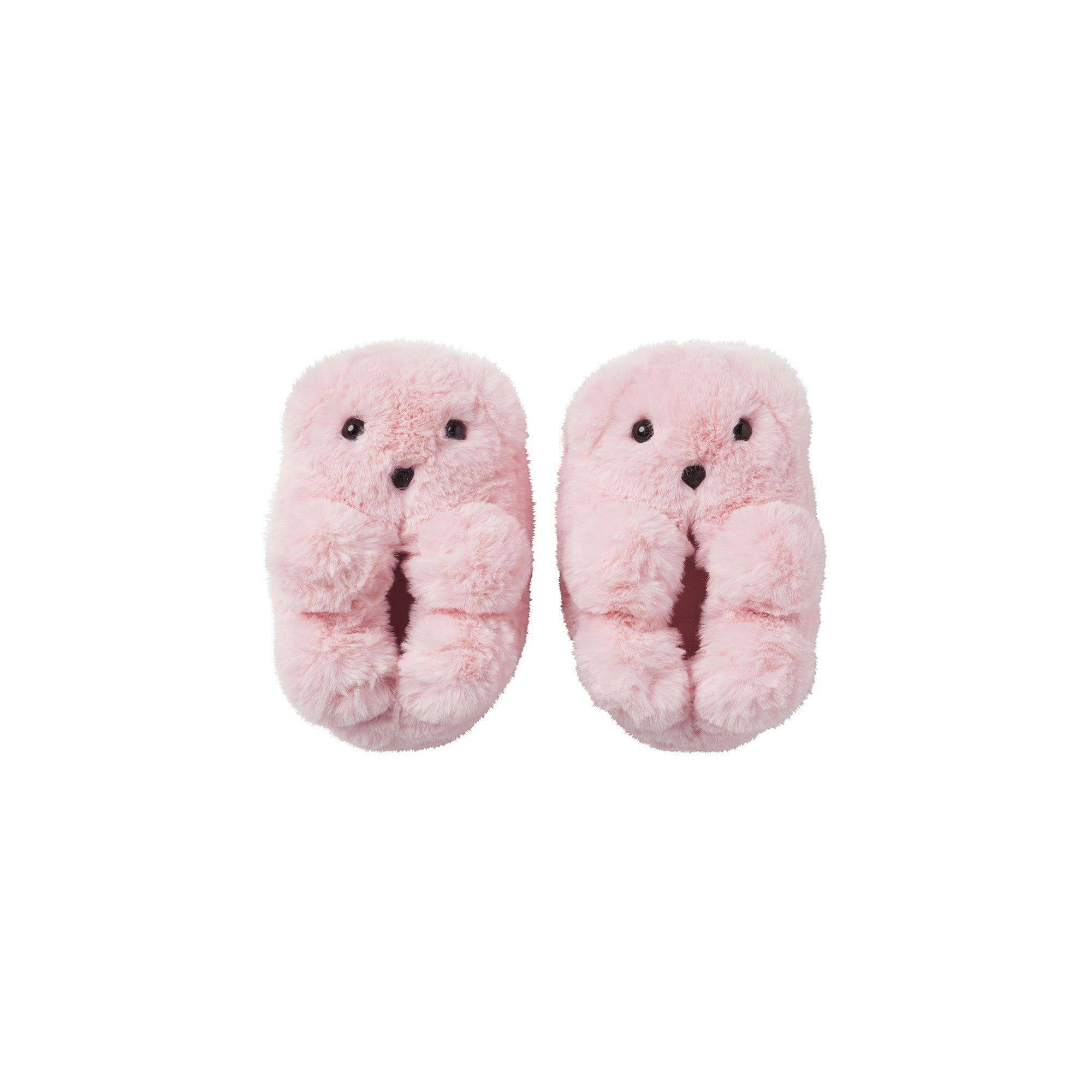 TEDDY BEAR SLIPPER | BARELY PINK FLAT ON A WHITE BACKGROUND | FLT | FOCUS: 0.0, 1.0, 0.9