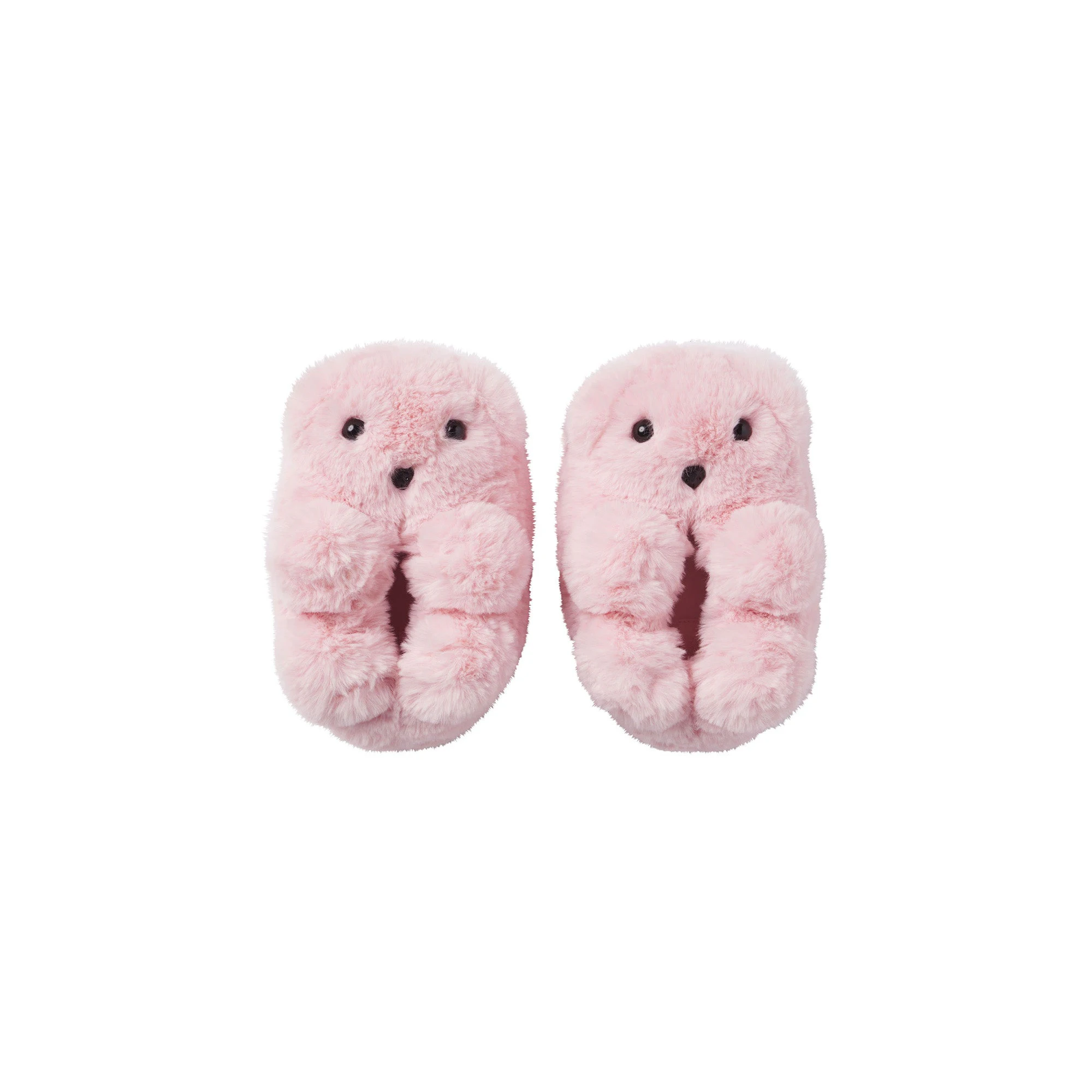 TEDDY BEAR SLIPPER | BARELY PINK FLAT ON A WHITE BACKGROUND | FLT | FOCUS: 0.0, 1.0, 0.9