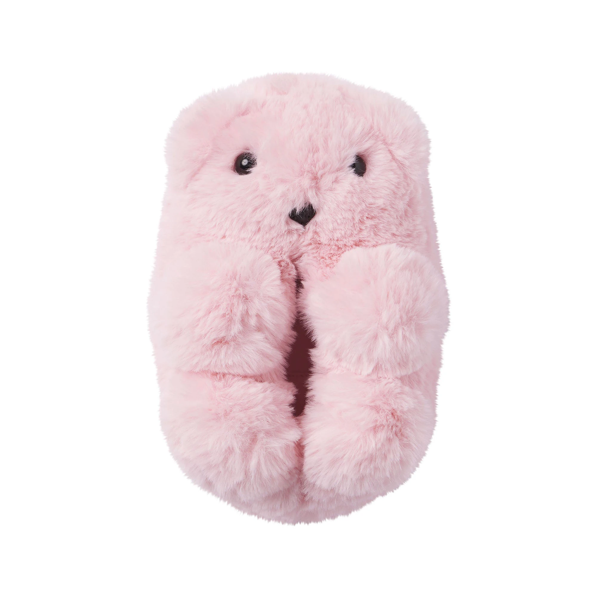 TEDDY BEAR SLIPPER | BARELY PINK (SLIPPERS) FLAT ON A WHITE BACKGROUND | FLT