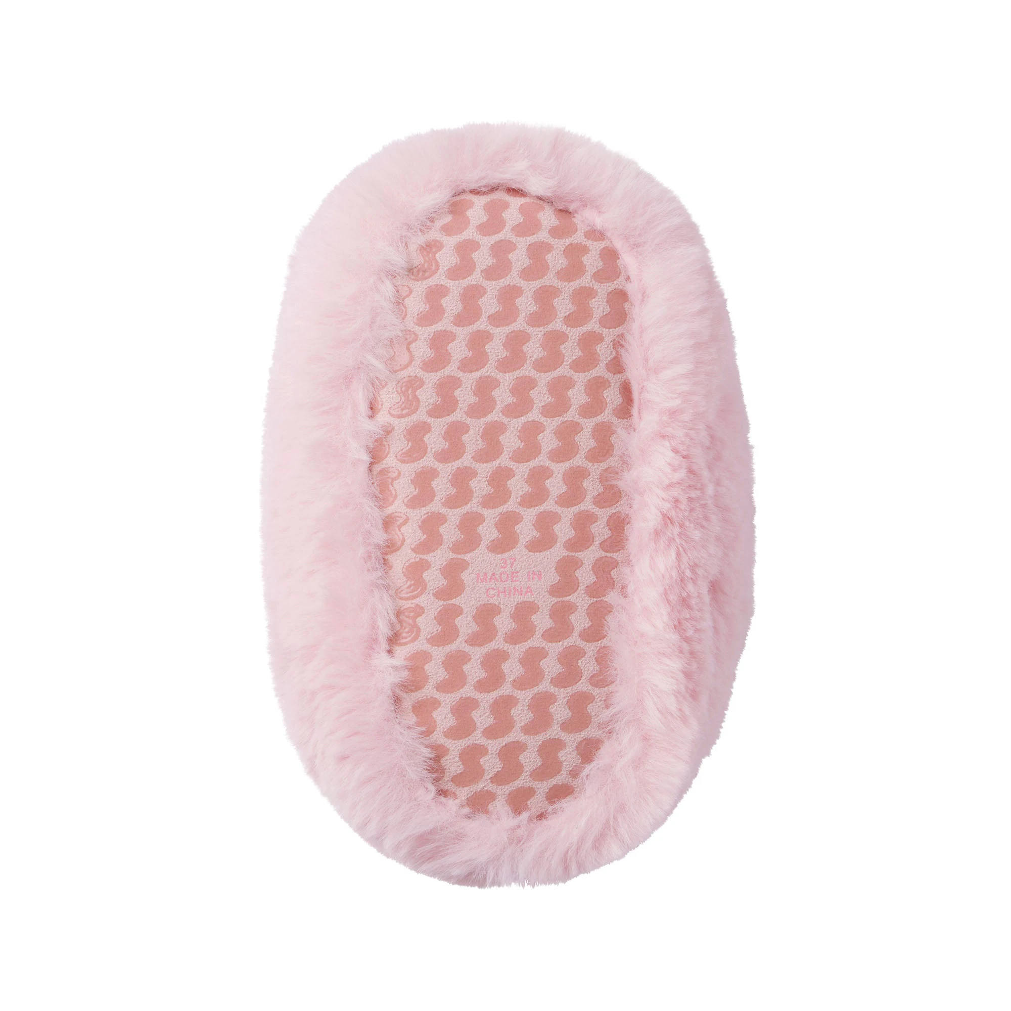 TEDDY BEAR SLIPPER | BARELY PINK ON A MODEL FRONT VIEW