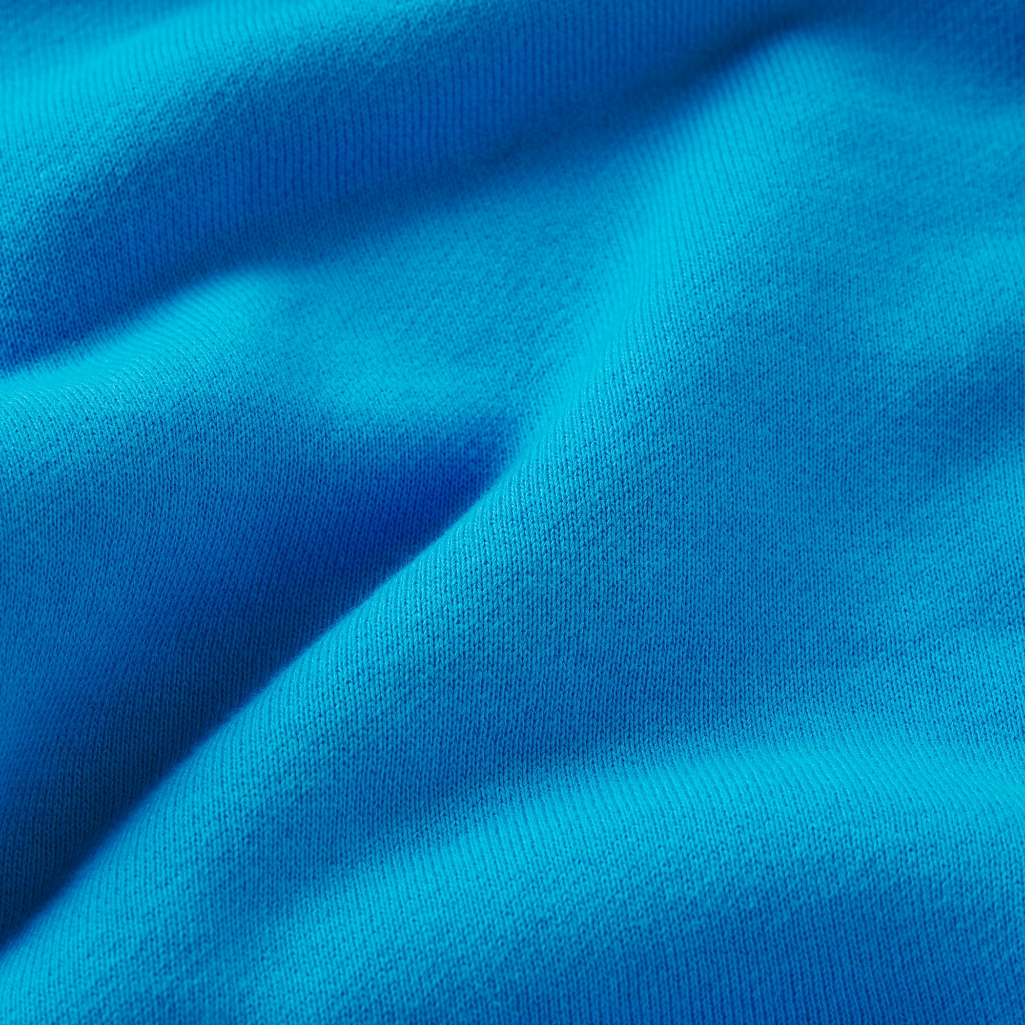 FRENCH TERRY ZIP UP HOODIE | CERULEAN ON A MODEL FRONT VIEW @ | FOCUS: 0.0, 1.0, 0.9