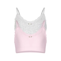 COTTON SEAMLESS JUNIORS LACE SCOOP BRALETTE 2-PACK