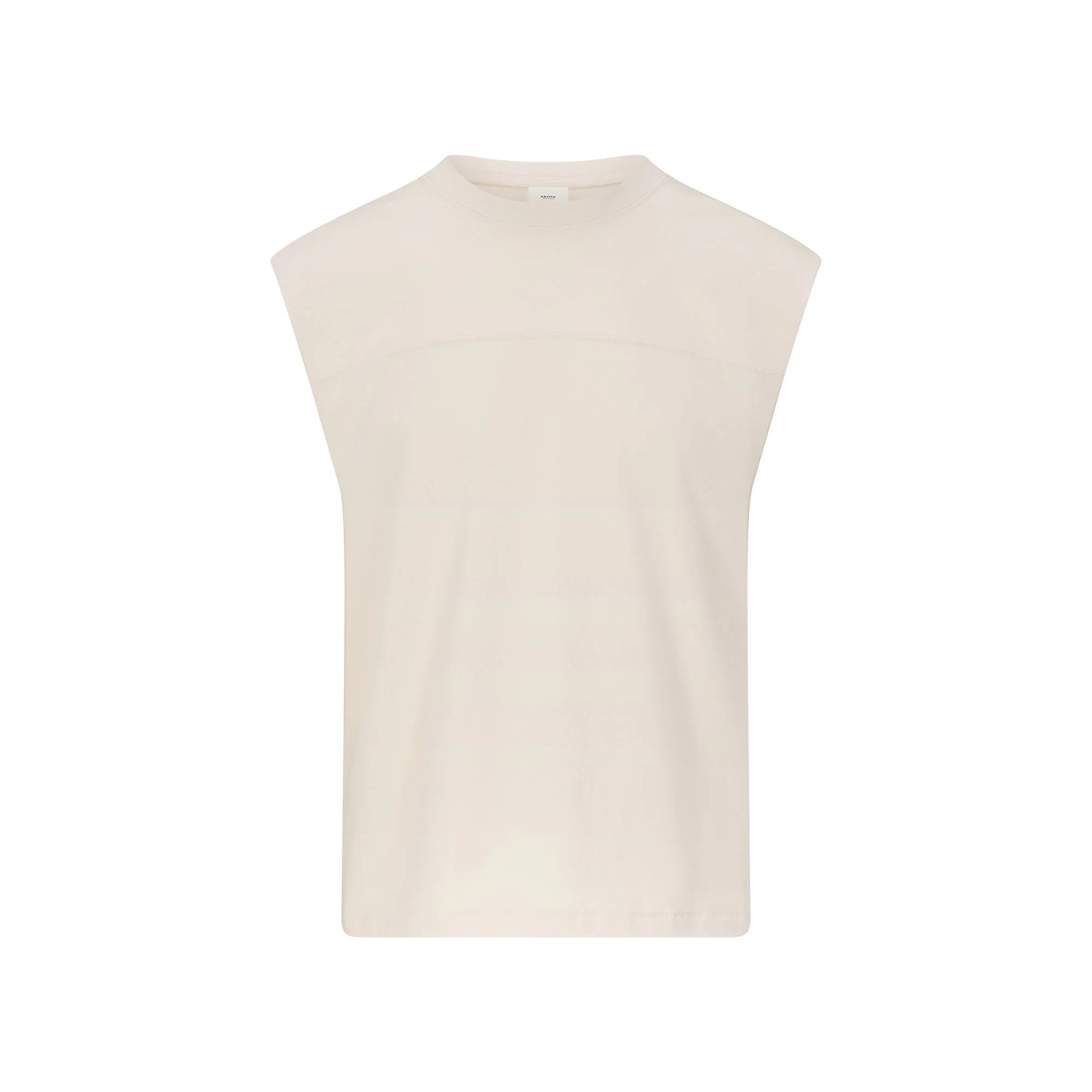 HEAVYWEIGHT COTTON MENS CROPPED TANK | BUFF FLAT ON A WHITE BACKGROUND | FLT