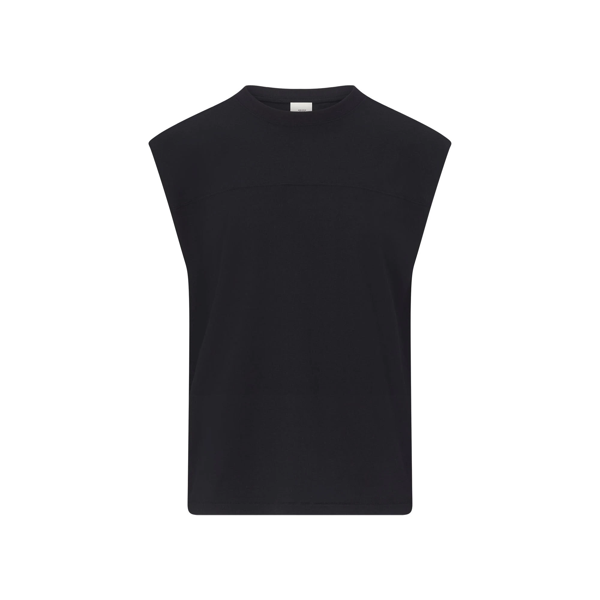 HEAVYWEIGHT COTTON MENS CROPPED TANK | OBSIDIAN FLAT ON A WHITE BACKGROUND | FLT