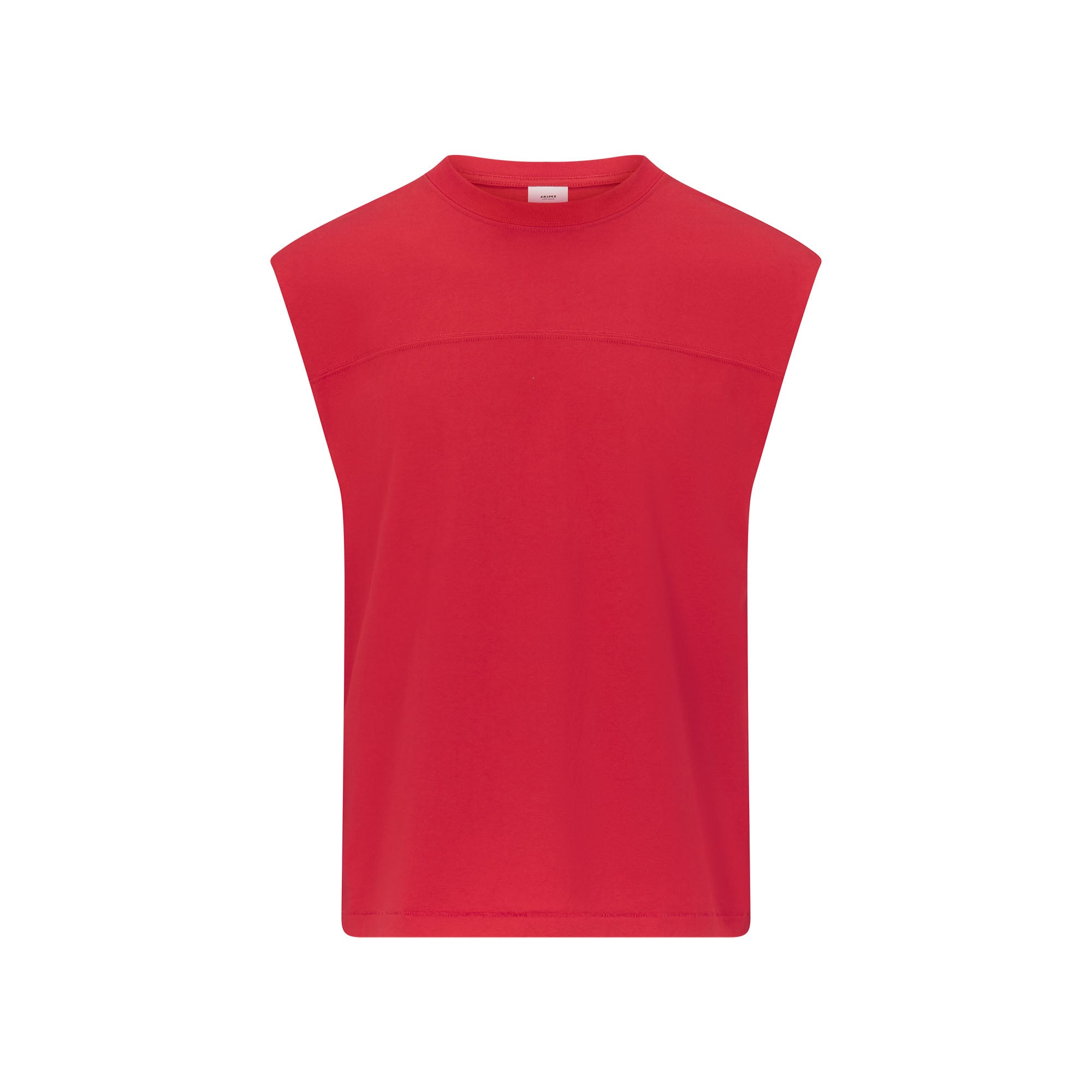HEAVYWEIGHT COTTON MENS CROPPED TANK | WASHED RED FLAT ON A WHITE BACKGROUND | FLT