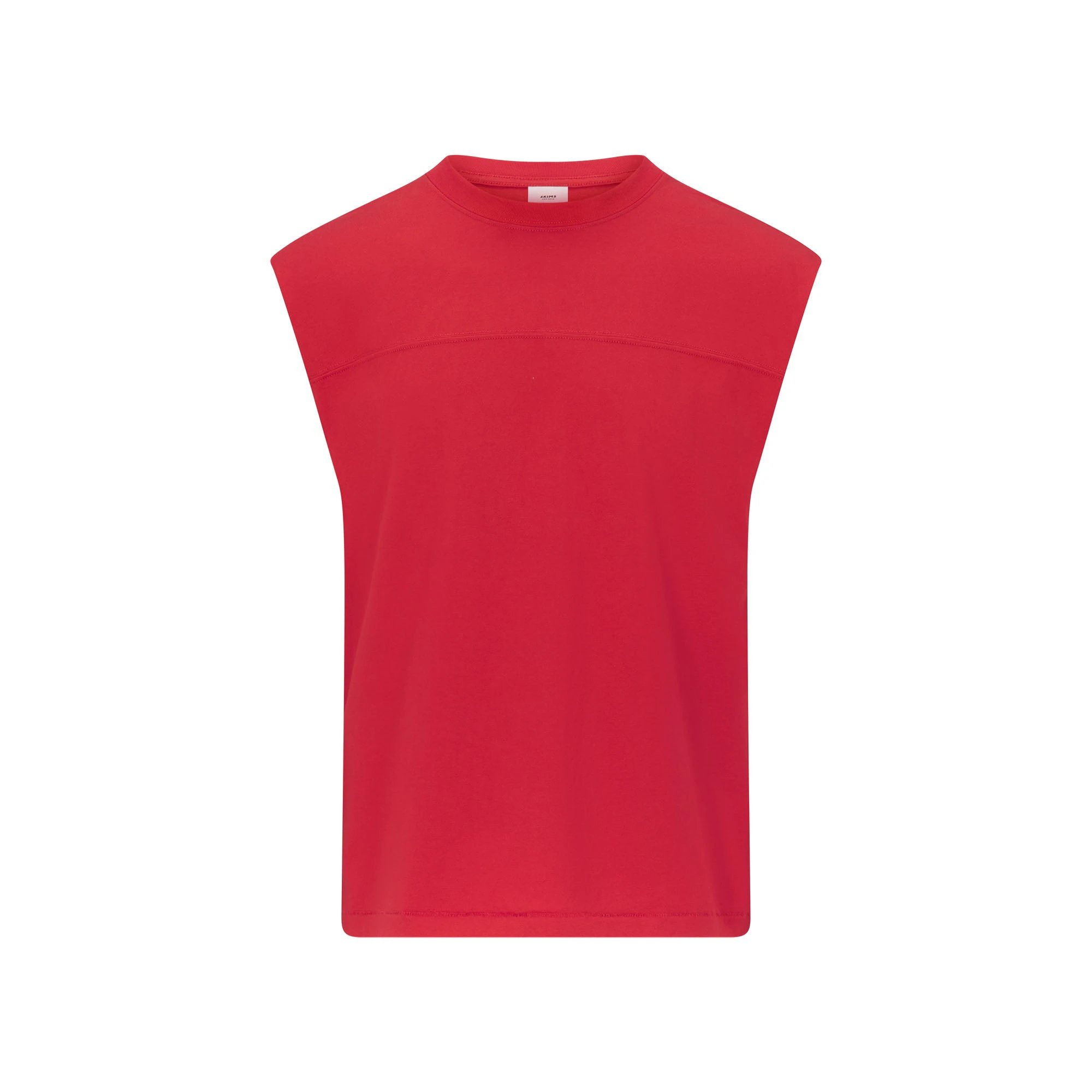 HEAVYWEIGHT COTTON MENS CROPPED TANK | WASHED RED FLAT ON A WHITE BACKGROUND | FLT