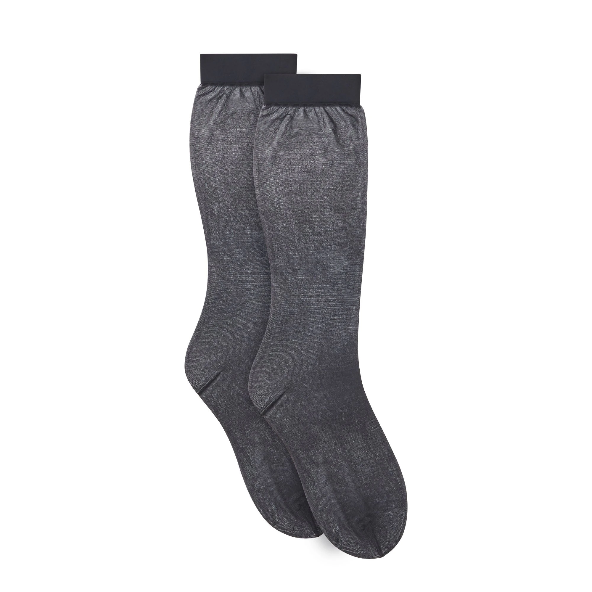 HOSIERY SHEER CREW SOCK 2-PACK | ONYX & LAYS FLAT ON A WHITE BACKGROUND | FLT
