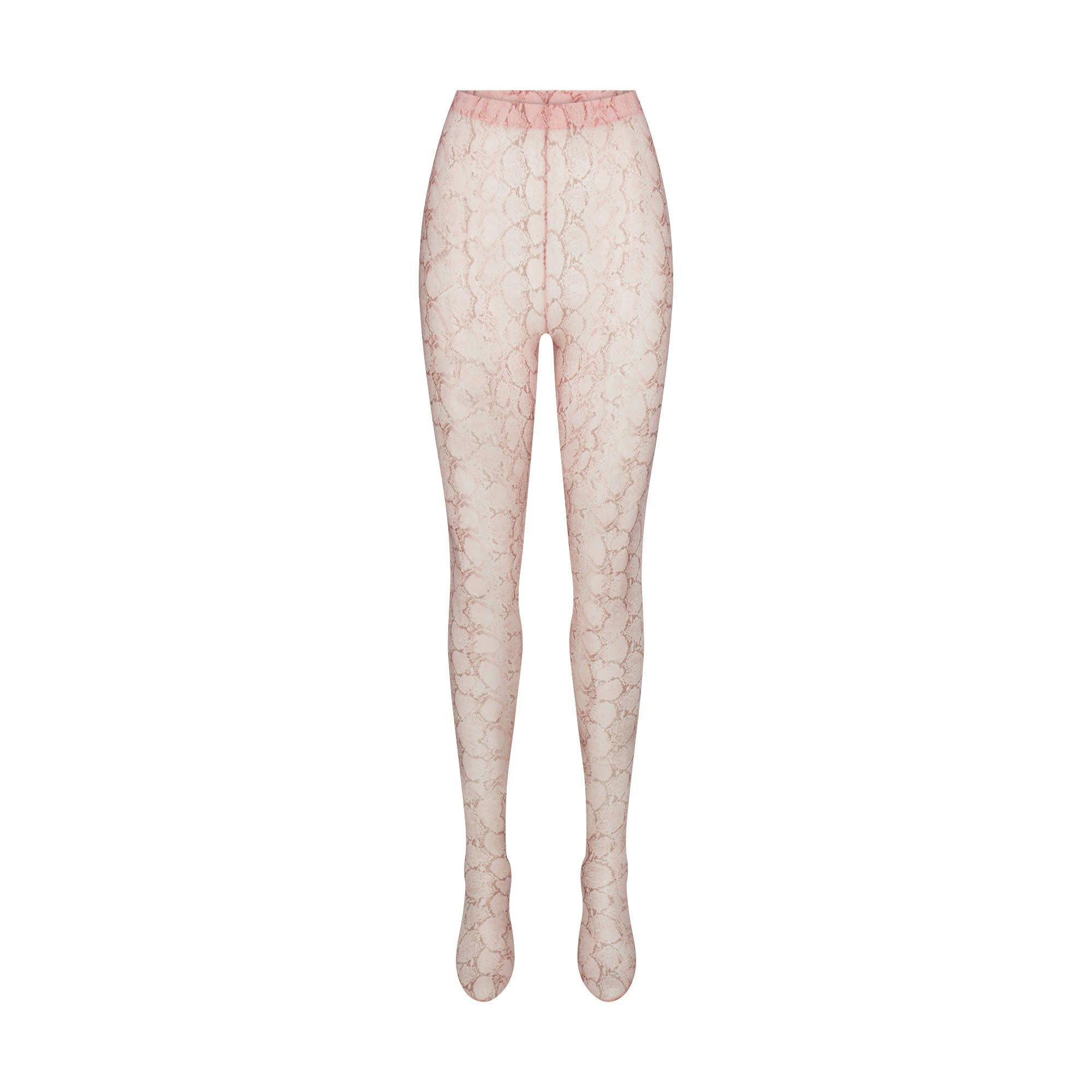 MILKY SHEER FOOTED LEGGING | ROSE PASTEL SNAKE PRINT FLAT ON A WHITE BACKGROUND | FLT