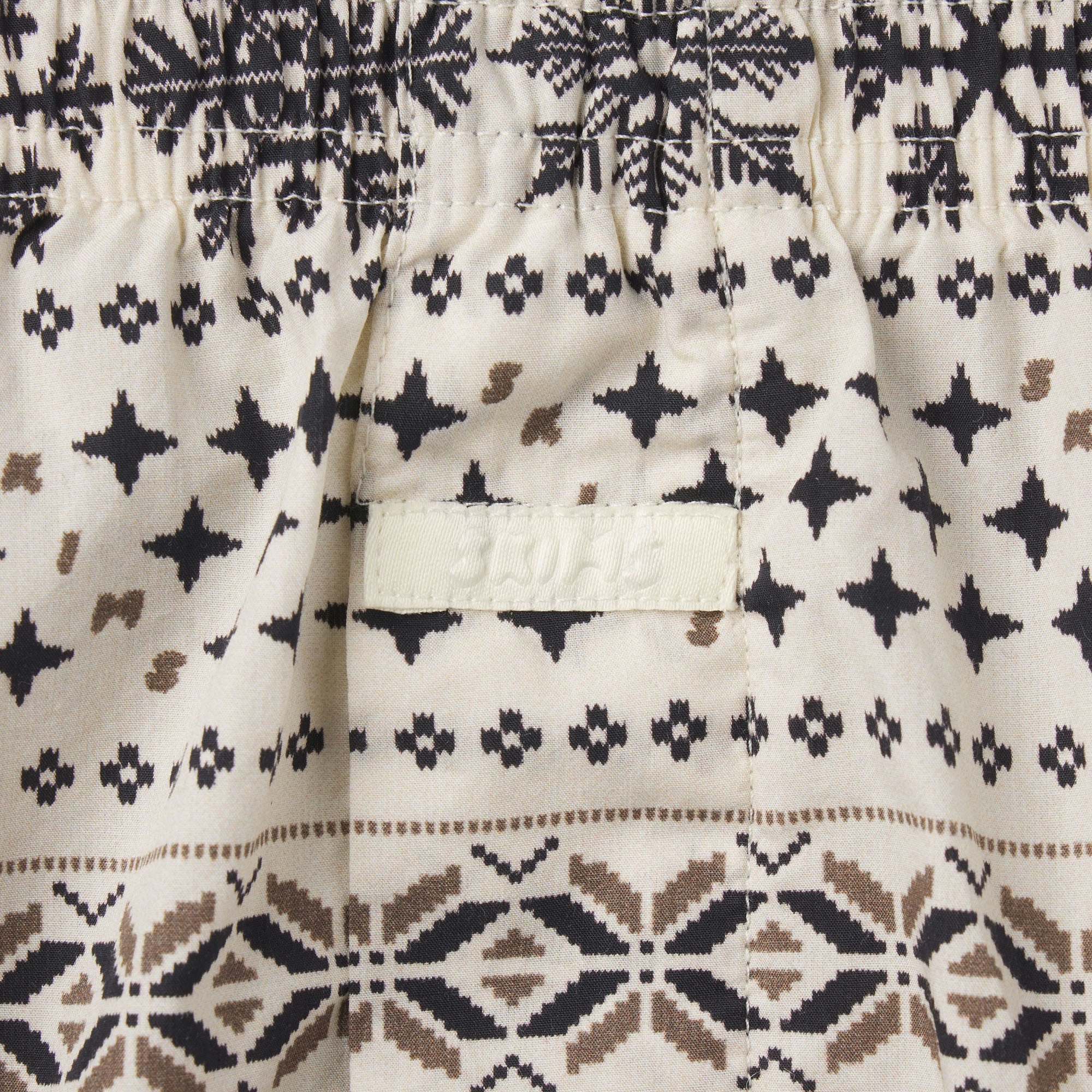 COTTON POPLIN MENS BOXER 3-PACK | ECRU FAIR ISLE MULTI FLAT ON A WHITE BACKGROUND ADDITIONAL FABRIC DETAILS