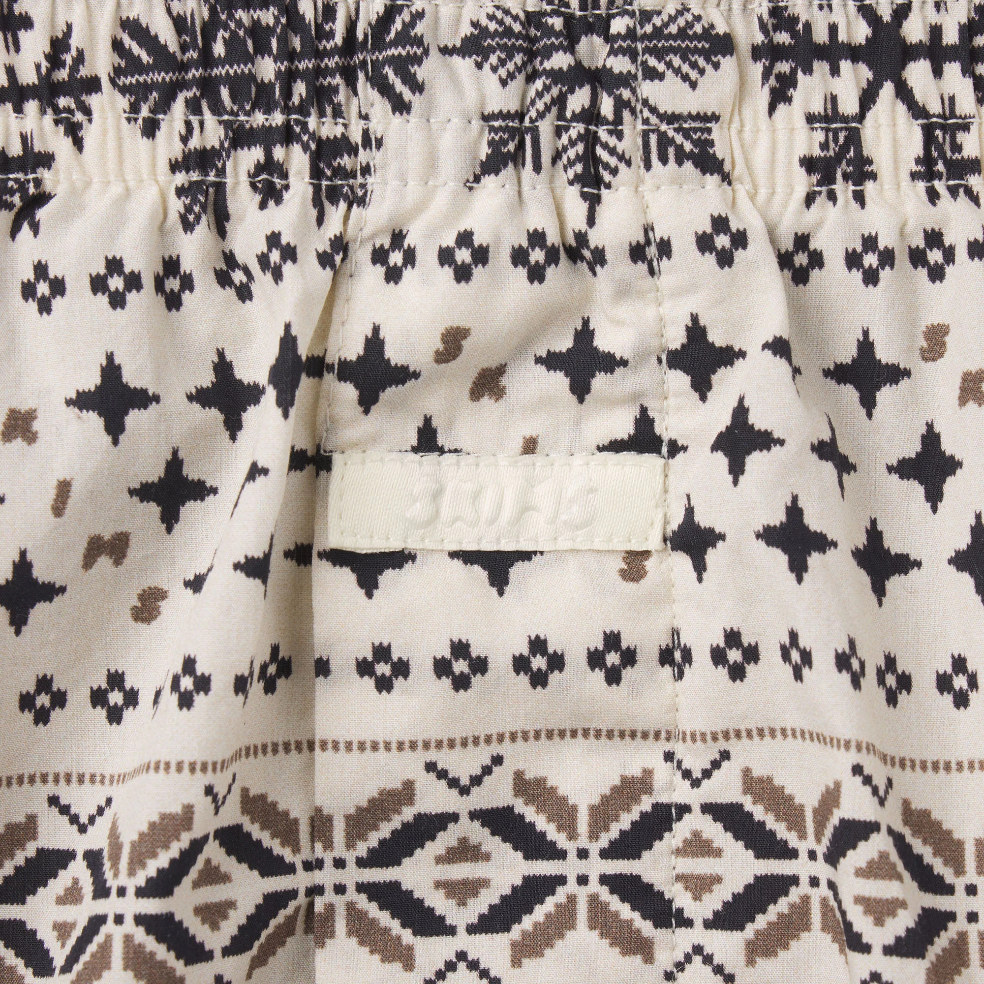 COTTON POPLIN MENS BOXER 3-PACK | ECRU FAIR ISLE MULTI FLAT ON A WHITE BACKGROUND ADDITIONAL FABRIC DETAILS