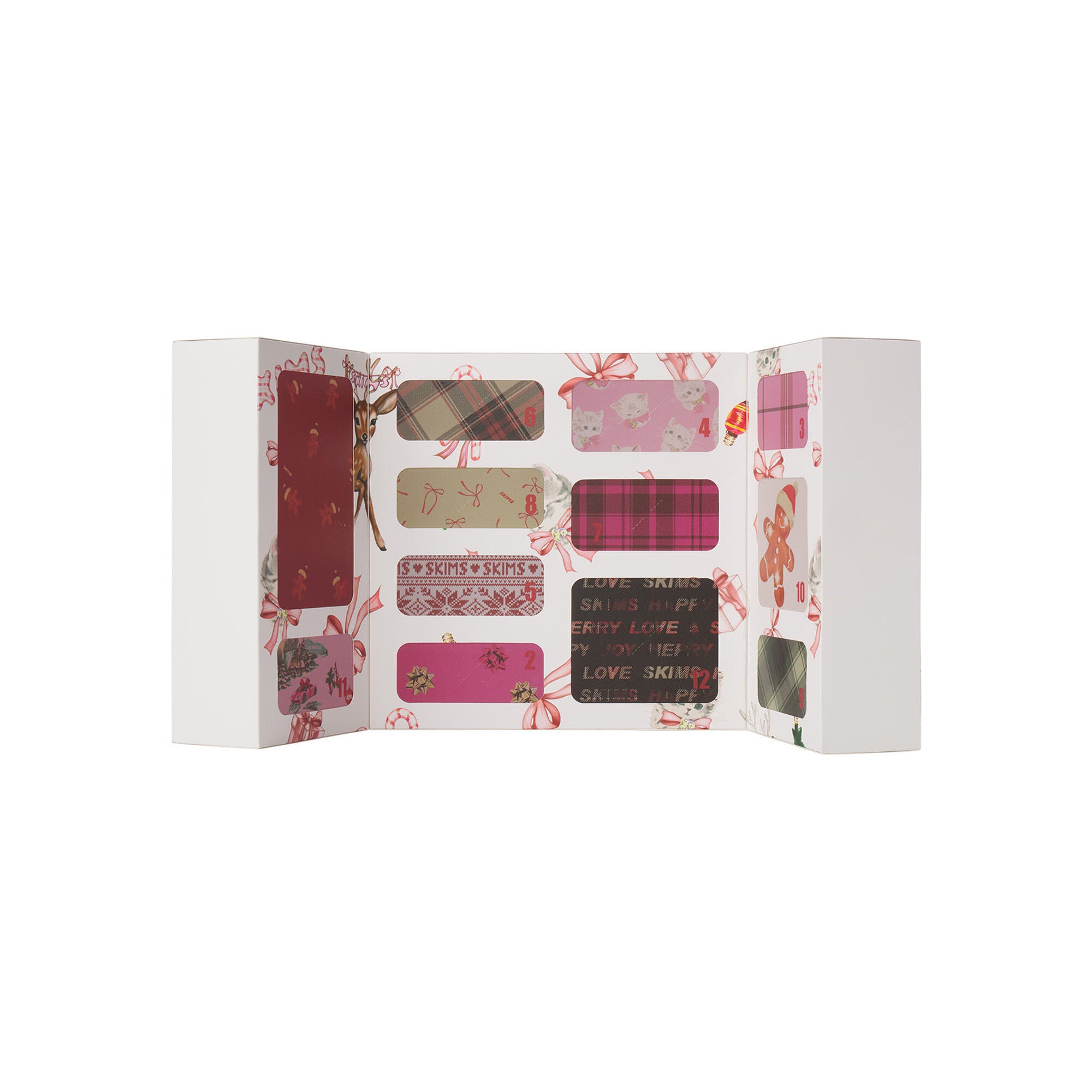 ACCESSORIES ADVENT CALENDAR | HOLIDAY ESSENTIALS & LAYS FLAT ON A WHITE BACKGROUND | FLT