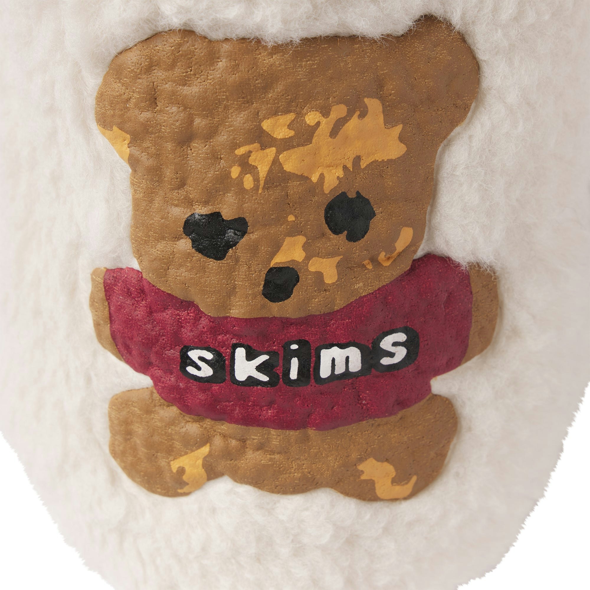 CACTUS PLANT FLEA MARKET X SKIMS SHERPA SLIPPER | MARBLE TEDDY BEAR PRINT FLAT ON A WHITE BACKGROUND