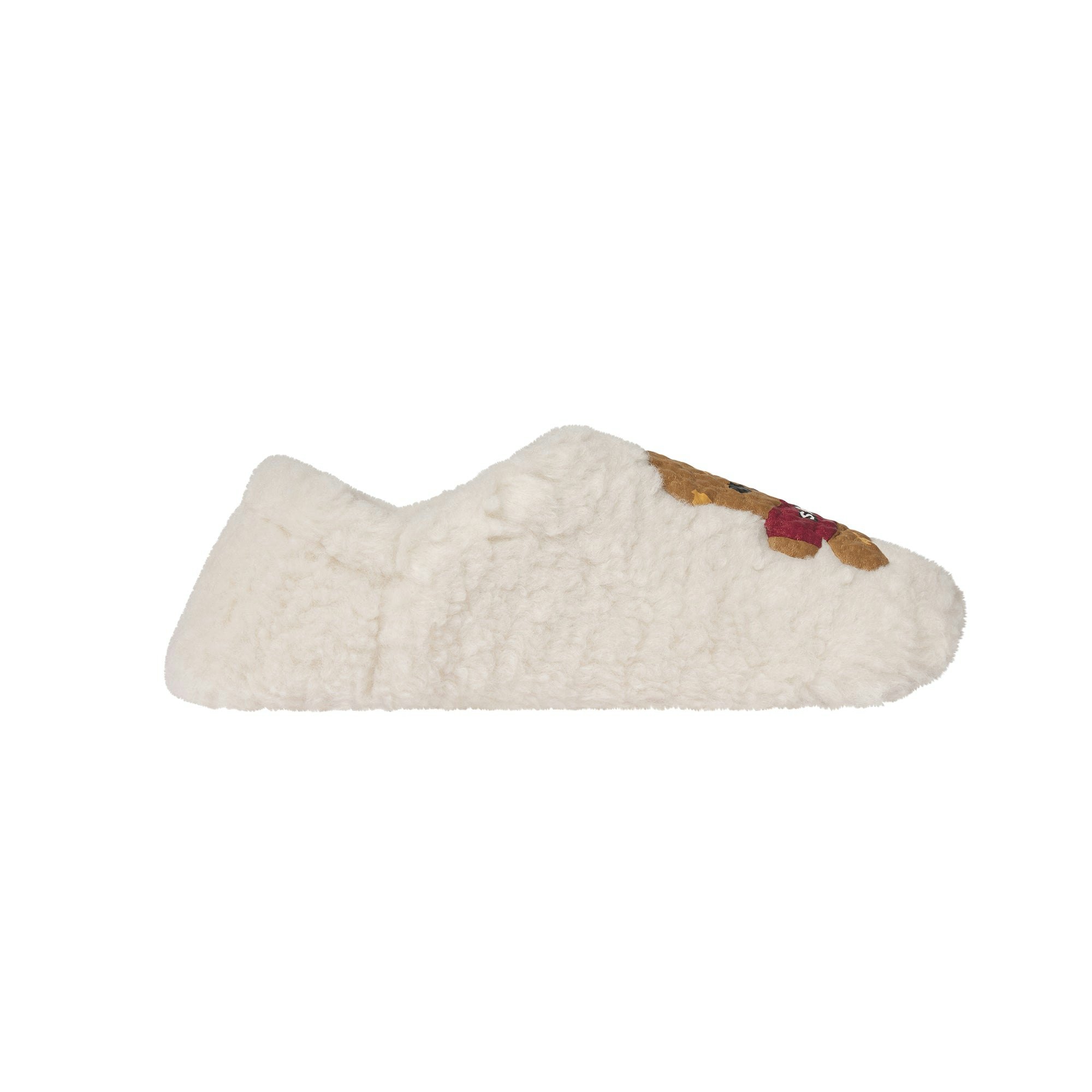 CACTUS PLANT FLEA MARKET X SKIMS SHERPA SLIPPER | MARBLE TEDDY BEAR PRINT FLAT ON A WHITE BACKGROUND