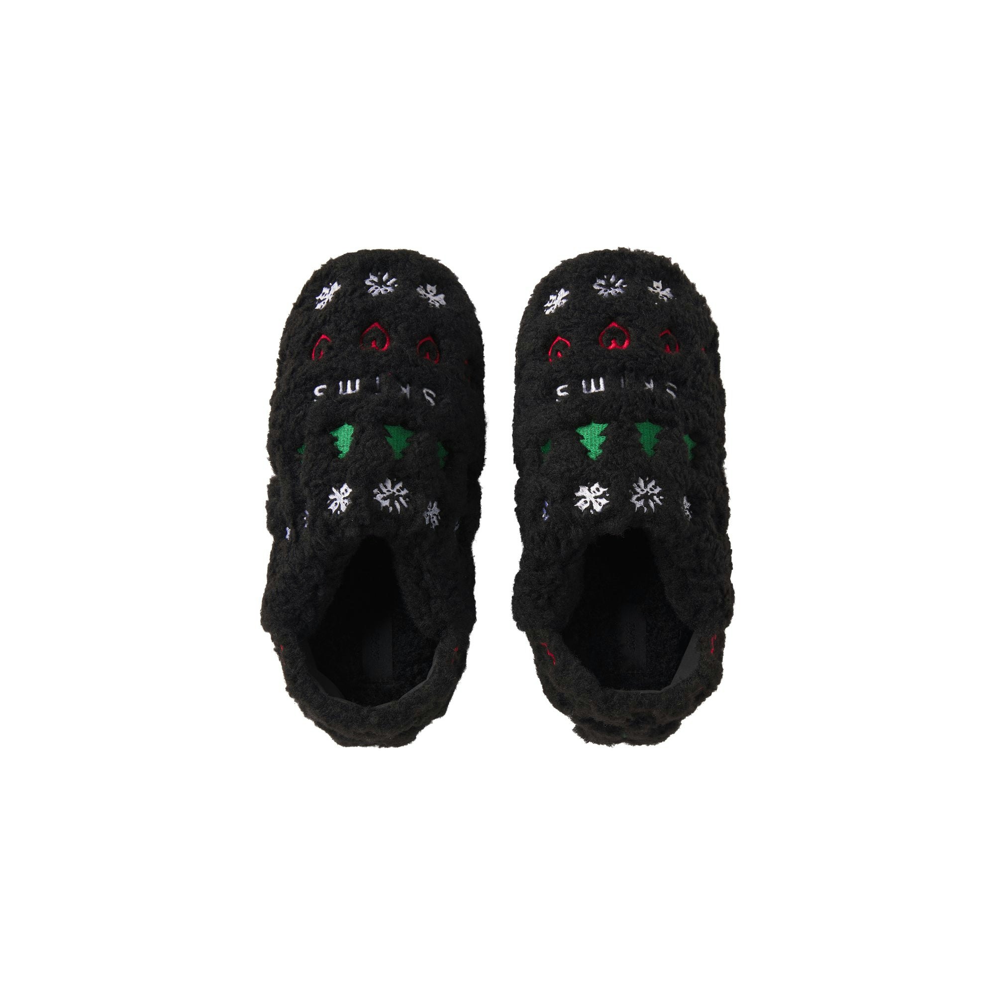 CACTUS PLANT FLEA MARKET X SKIMS SHERPA SLIPPER | ONYX PINE FAIR ISLE FLAT ON A WHITE BACKGROUND | FLT