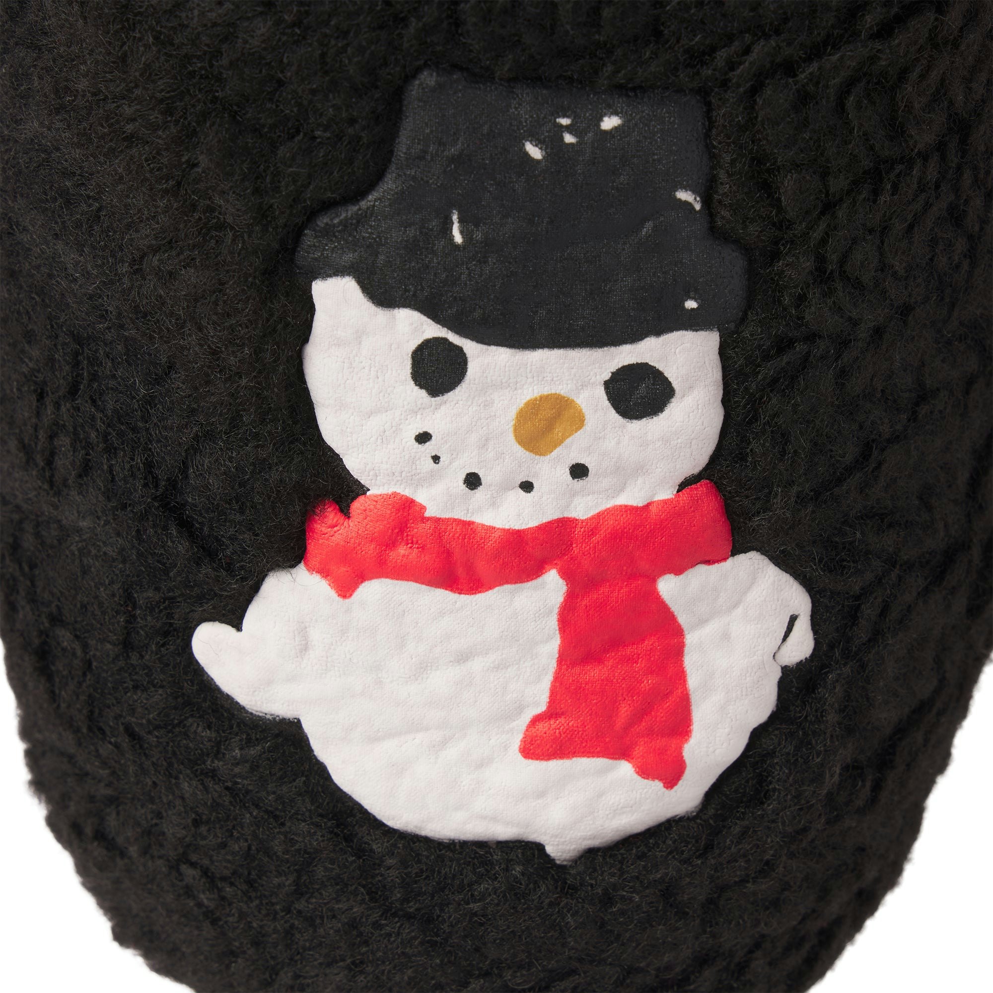 CACTUS PLANT FLEA MARKET X SKIMS SHERPA SLIPPER | ONYX GINGERBREAD SNOWMAN PRINT FLAT ON A WHITE BACKGROUND