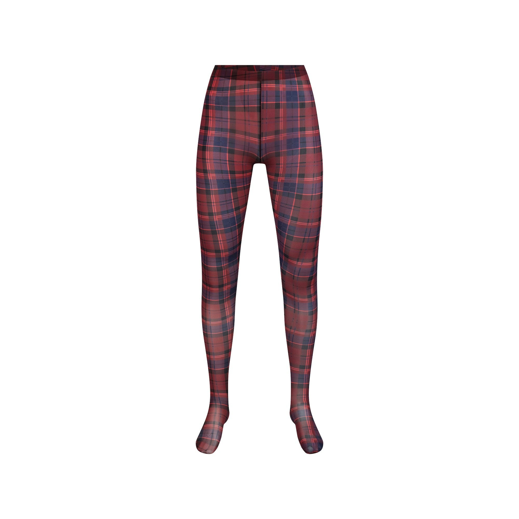 MILKY SHEER FOOTED LEGGING | MERLOT NAVY PLAID FLAT ON A WHITE BACKGROUND | FLT